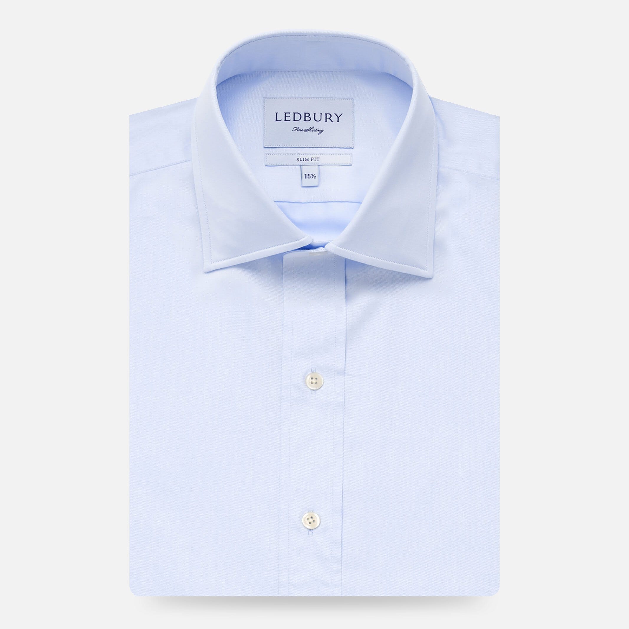 The Blue Fine Twill Mid-Spread Dress Shirt Dress Shirt- Ledbury