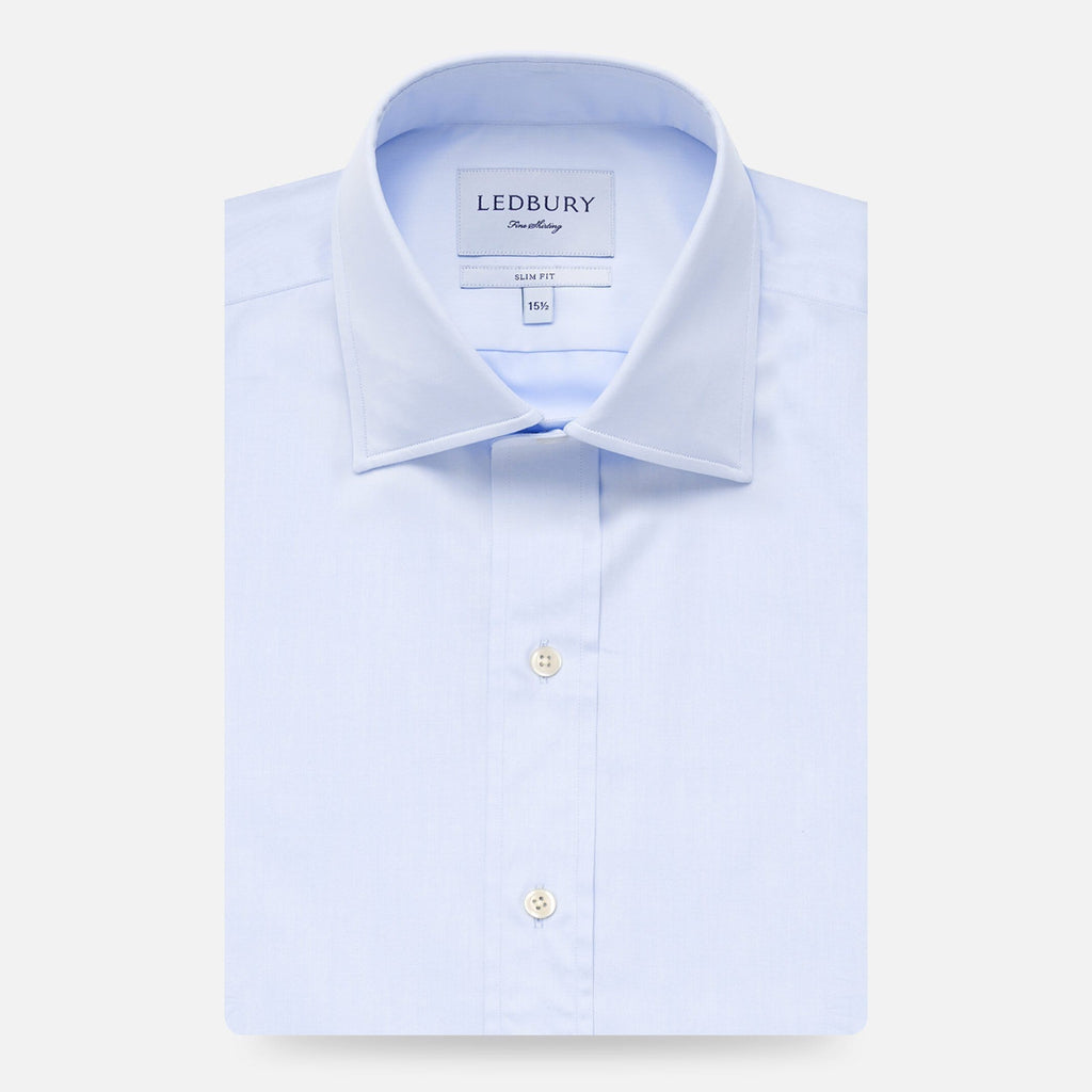 The Blue Fine Twill Mid-Spread Dress Shirt Dress Shirt- Ledbury