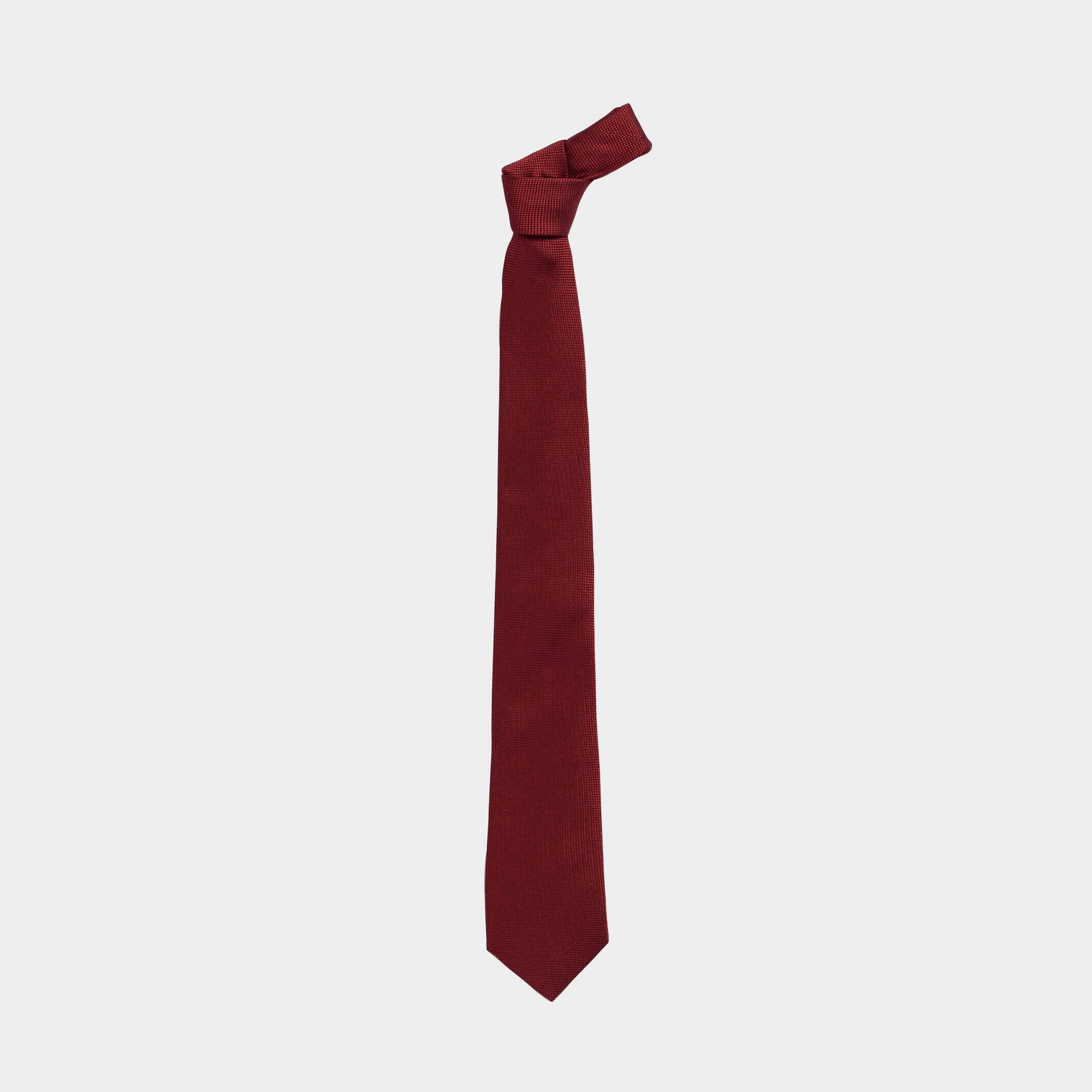 Full length view of the Red Barone silk tie — 58 inches, modern width by Ledbury