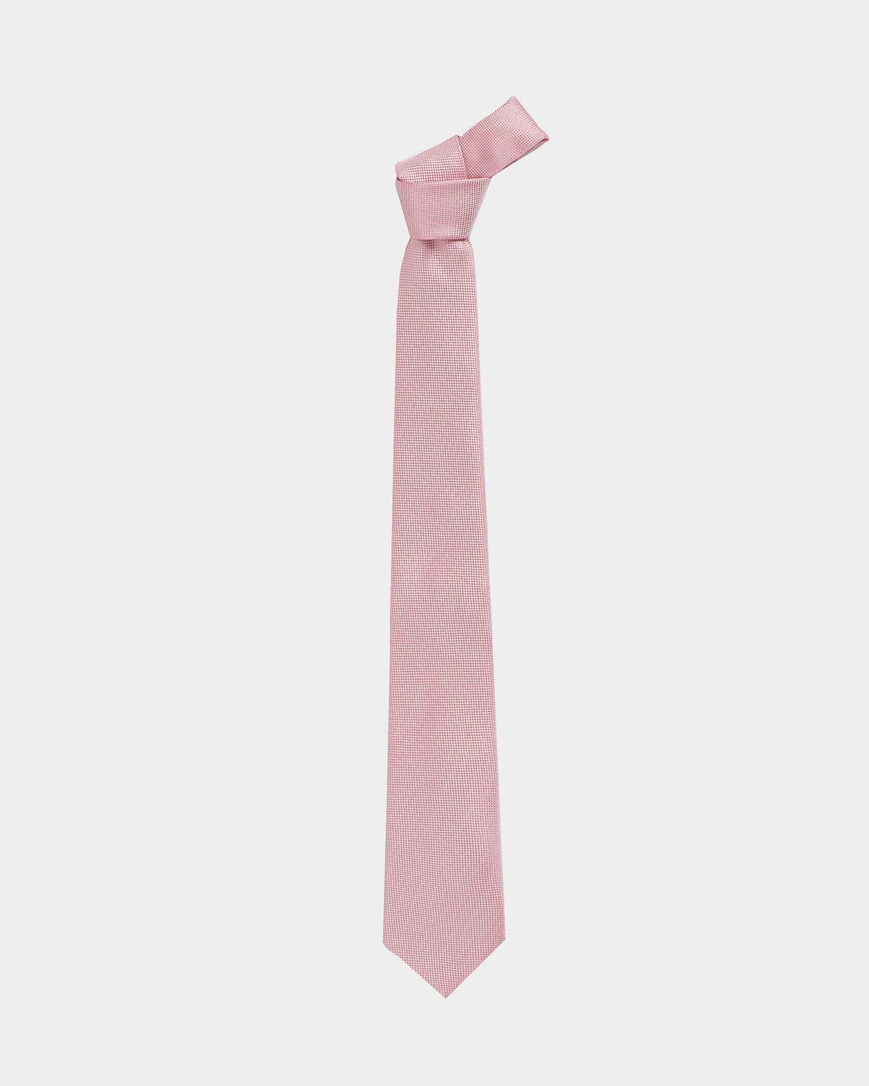 Full length view of the Pink Barone silk tie — 58 inches, modern width by Ledbury