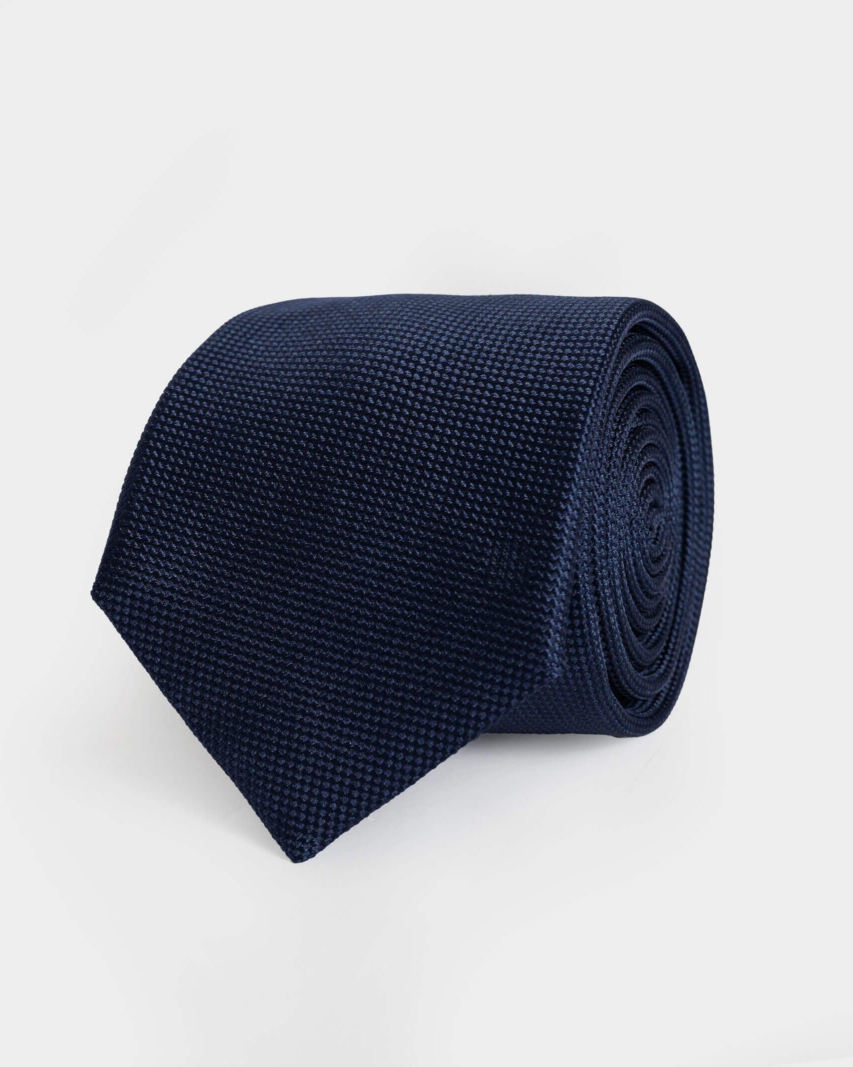 Navy Barone 100% silk jacquard tie — made in Italy by Ledbury