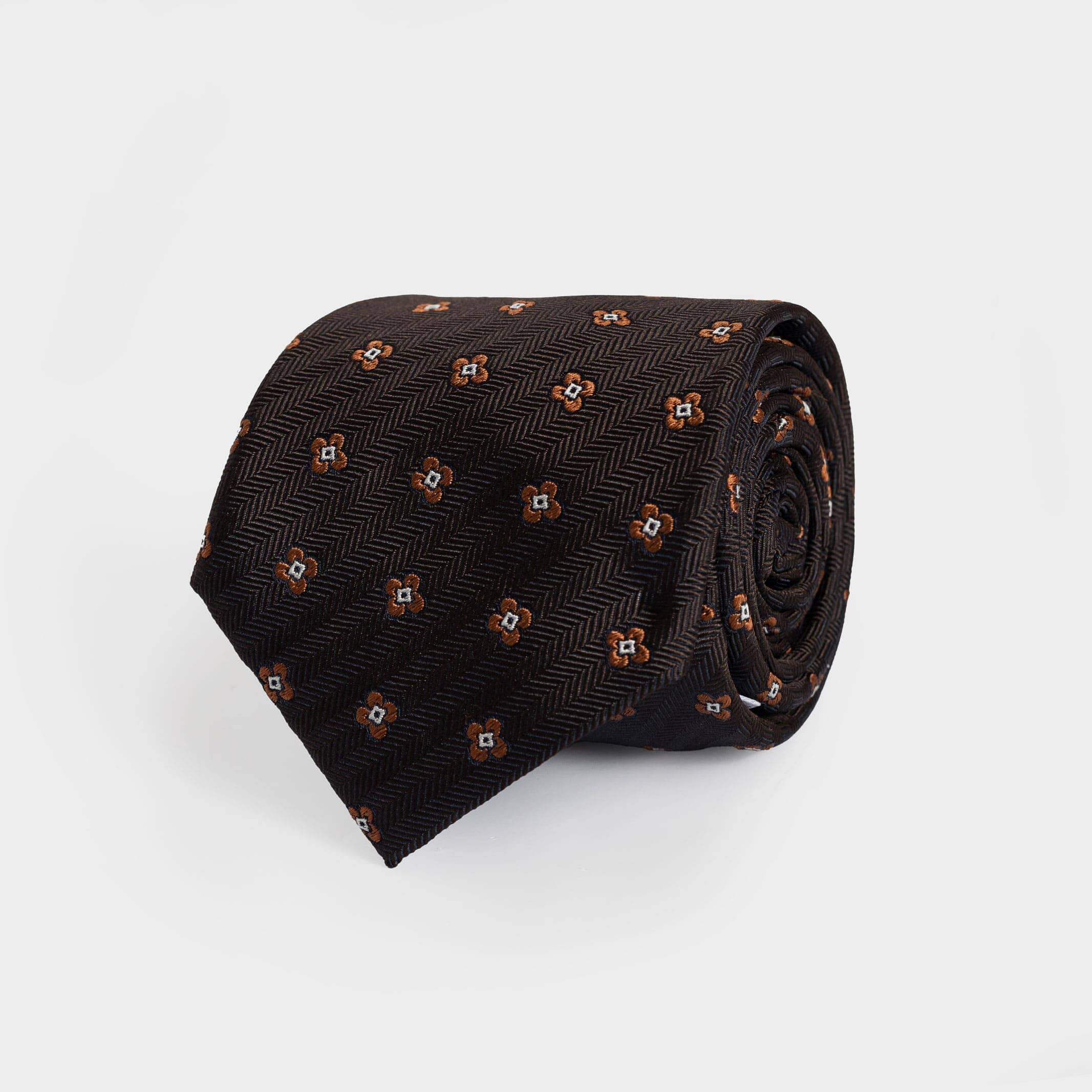 The Brown Fiore Silk Tie Tie- Ledbury