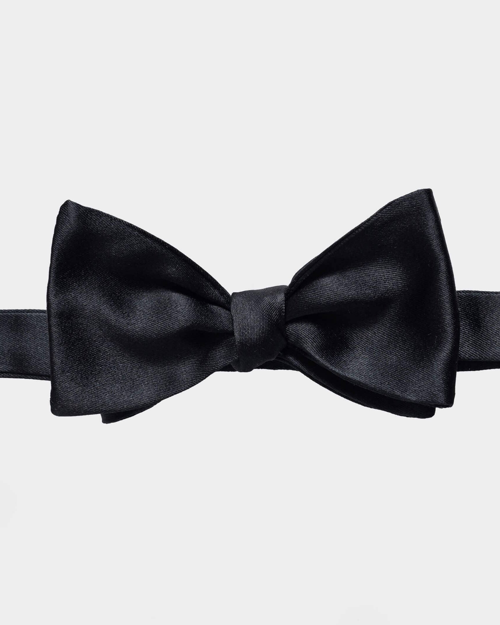 Black Carlo 100% silk satin bow tie — made in Italy by Ledbury