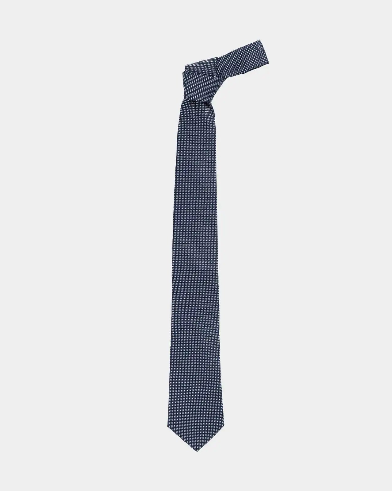 Navy silk dot tie — Ledbury Durante, made in Italy