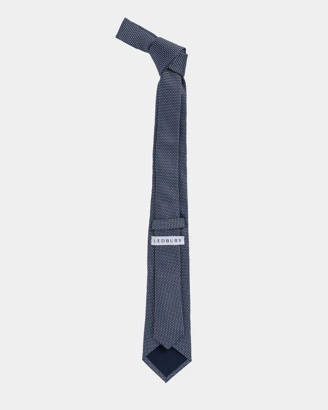 Ledbury Navy Durante Silk Tie — 3-inch width, Italian silk jacquard