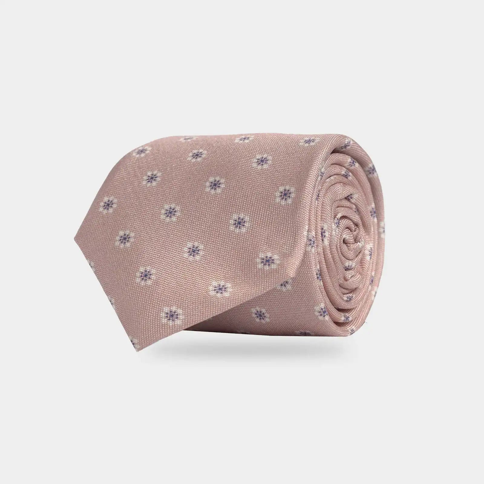 Ledbury Light Pink Moretti Floral Silk Tie – 100% Italian silk satin weave, 3-inch width