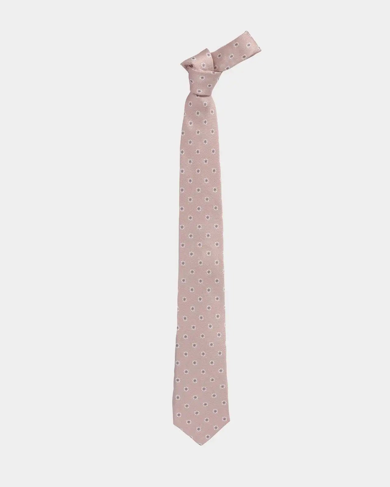 Ledbury Light Pink Moretti Floral Silk Tie detail – Made in Italy, 58 inches long