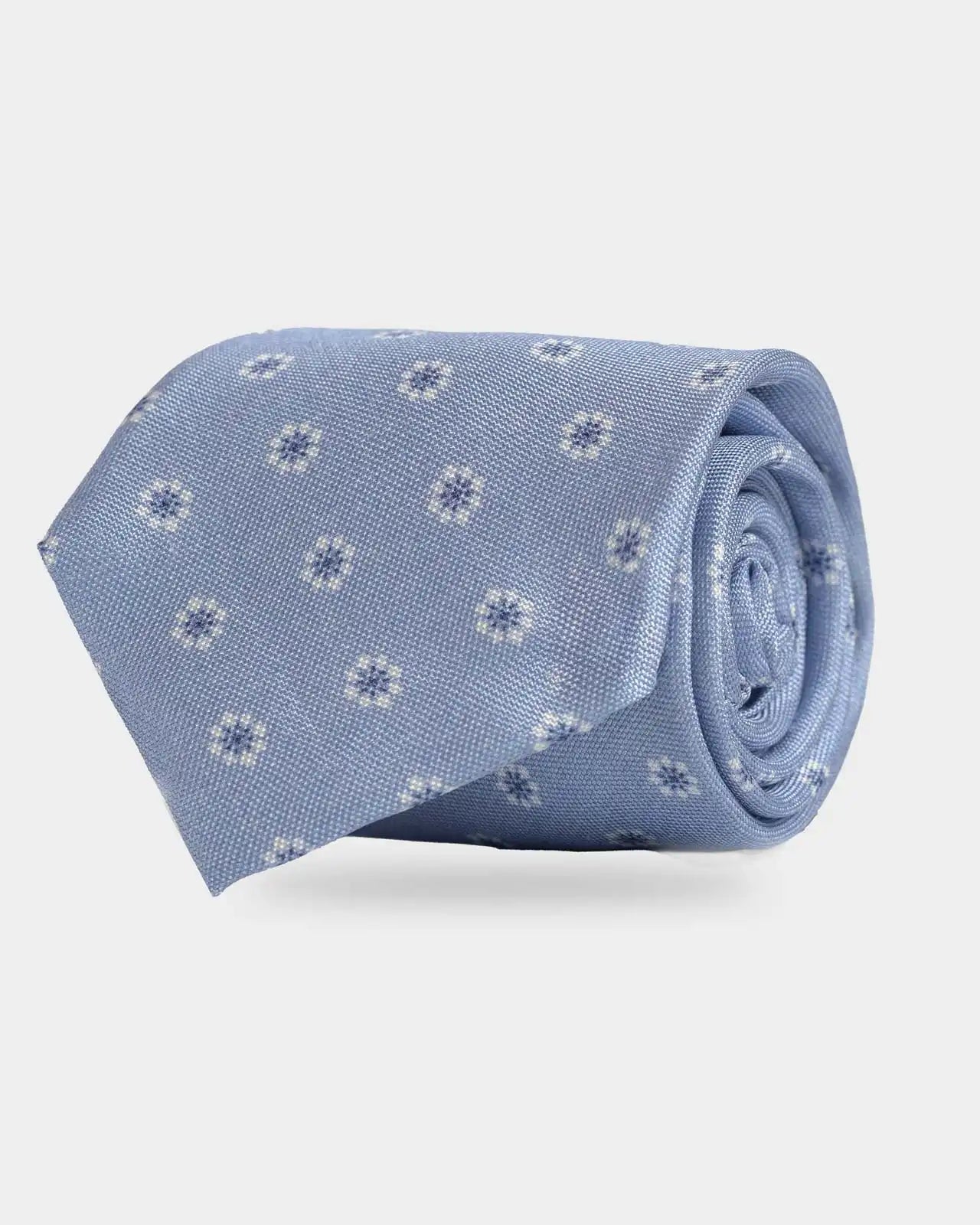Ledbury Light Blue Moretti Floral Silk Tie – 100% Italian silk satin weave, 3-inch width