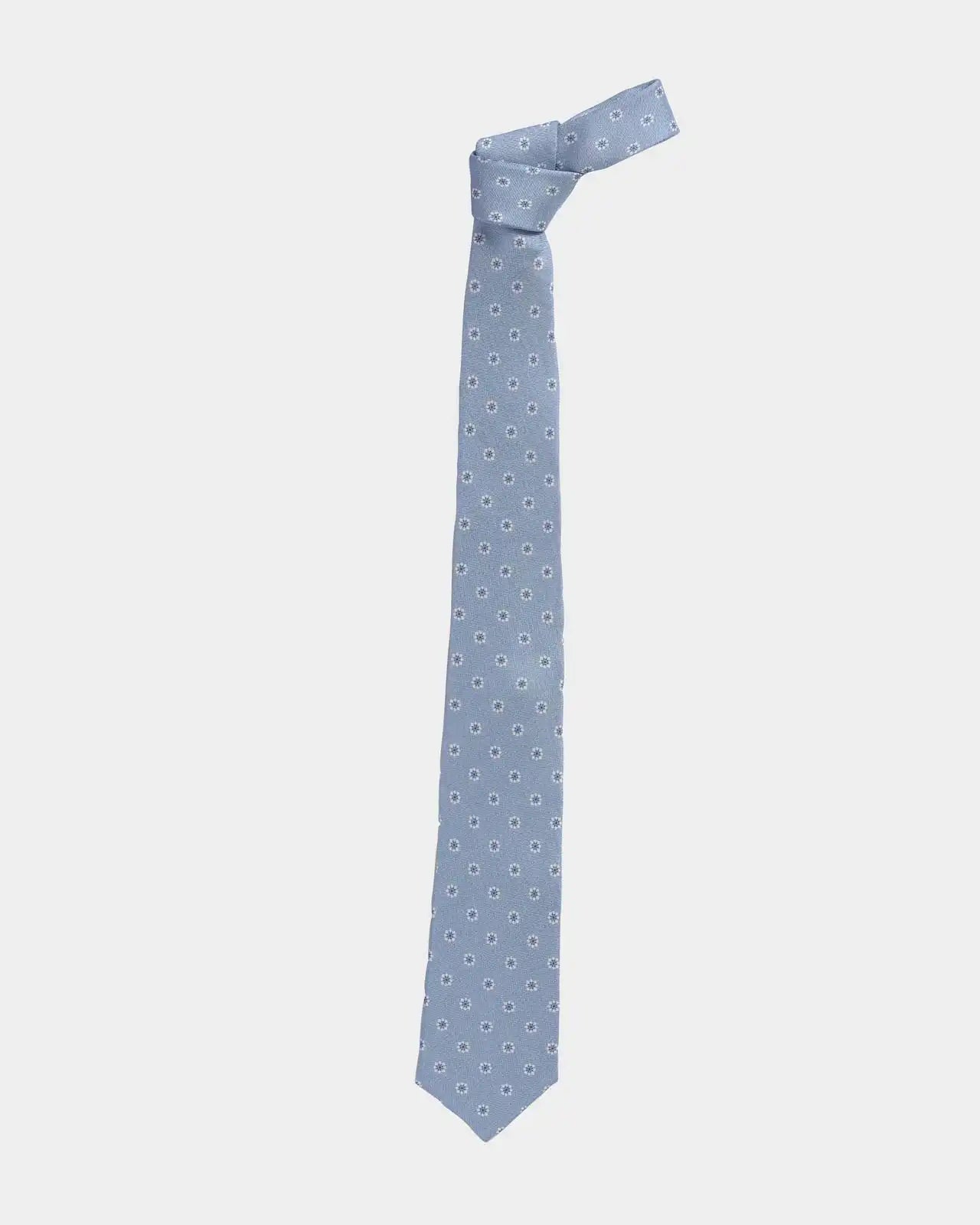 Ledbury Light Blue Moretti Floral Silk Tie detail – Made in Italy, 58 inches long