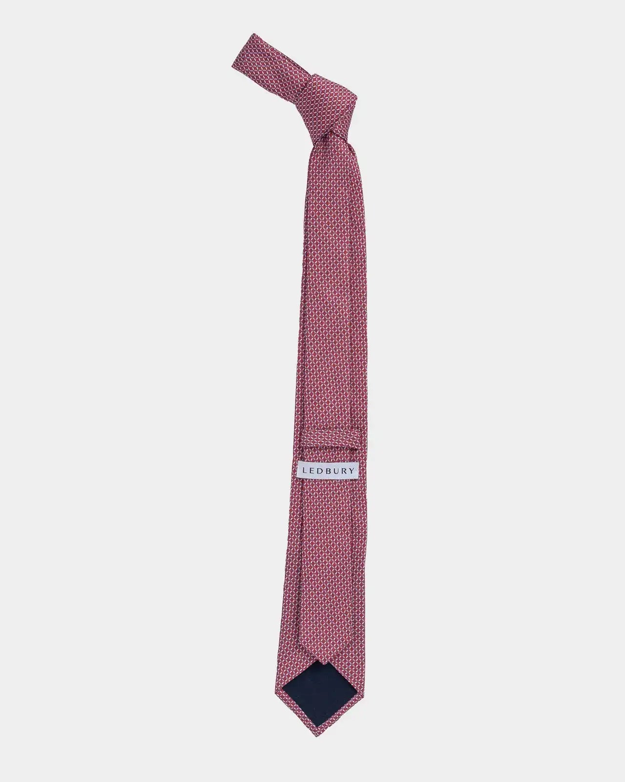 Ledbury Red Acardi Silk Tie back detail – Made in Italy, 58 inches long