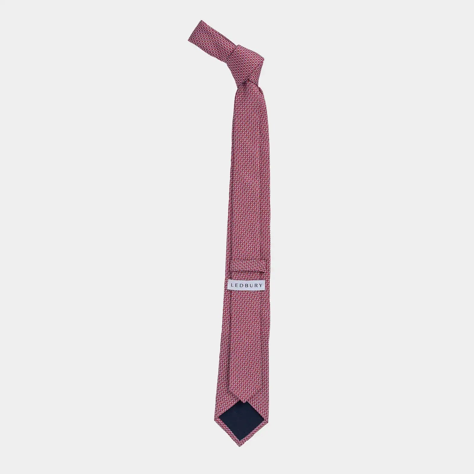 Ledbury Red Acardi Silk Tie back detail – Made in Italy, 58 inches long