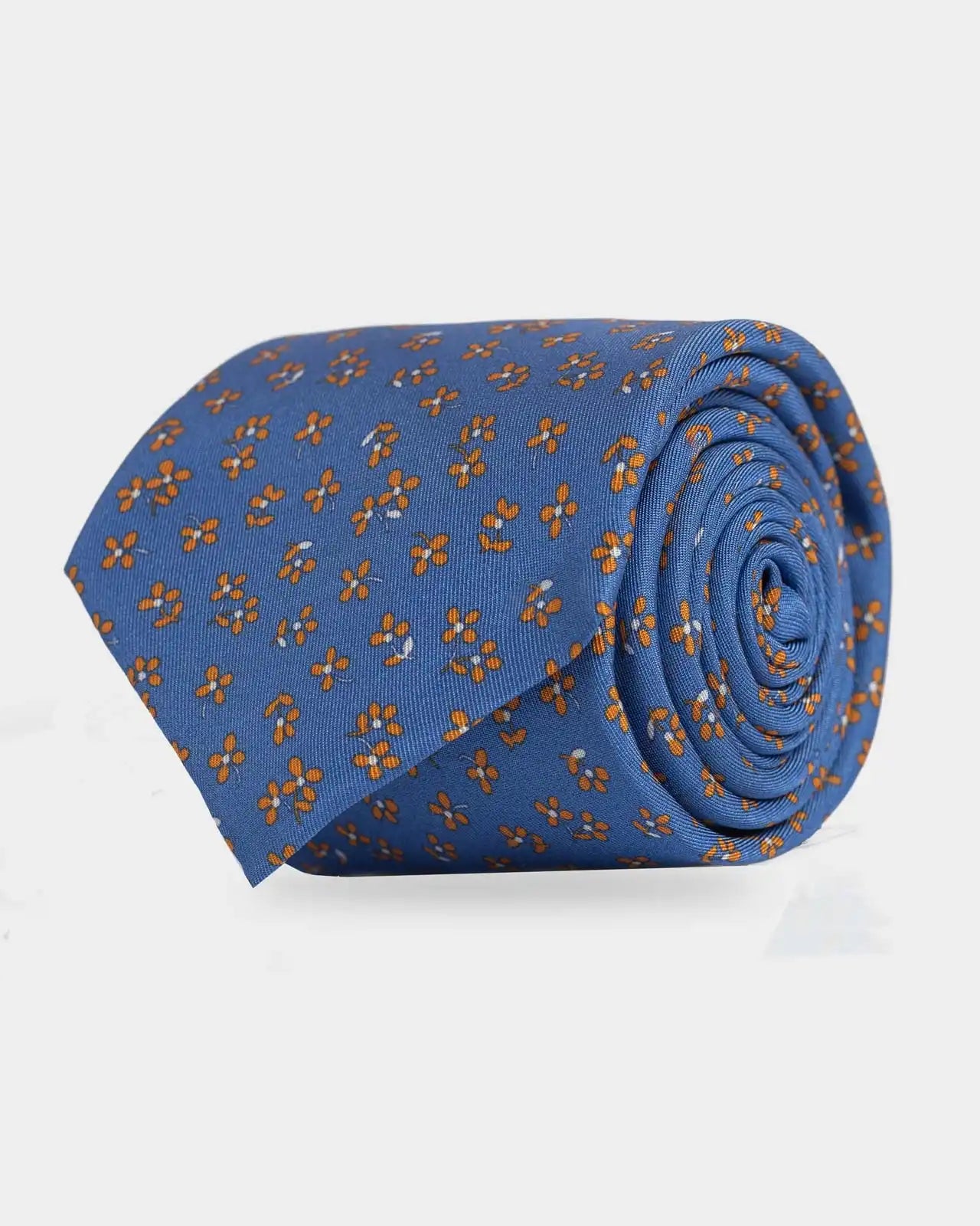 Bright Blue Bellomo Floral Silk Tie by Ledbury — 100% Italian silk satin, front view
