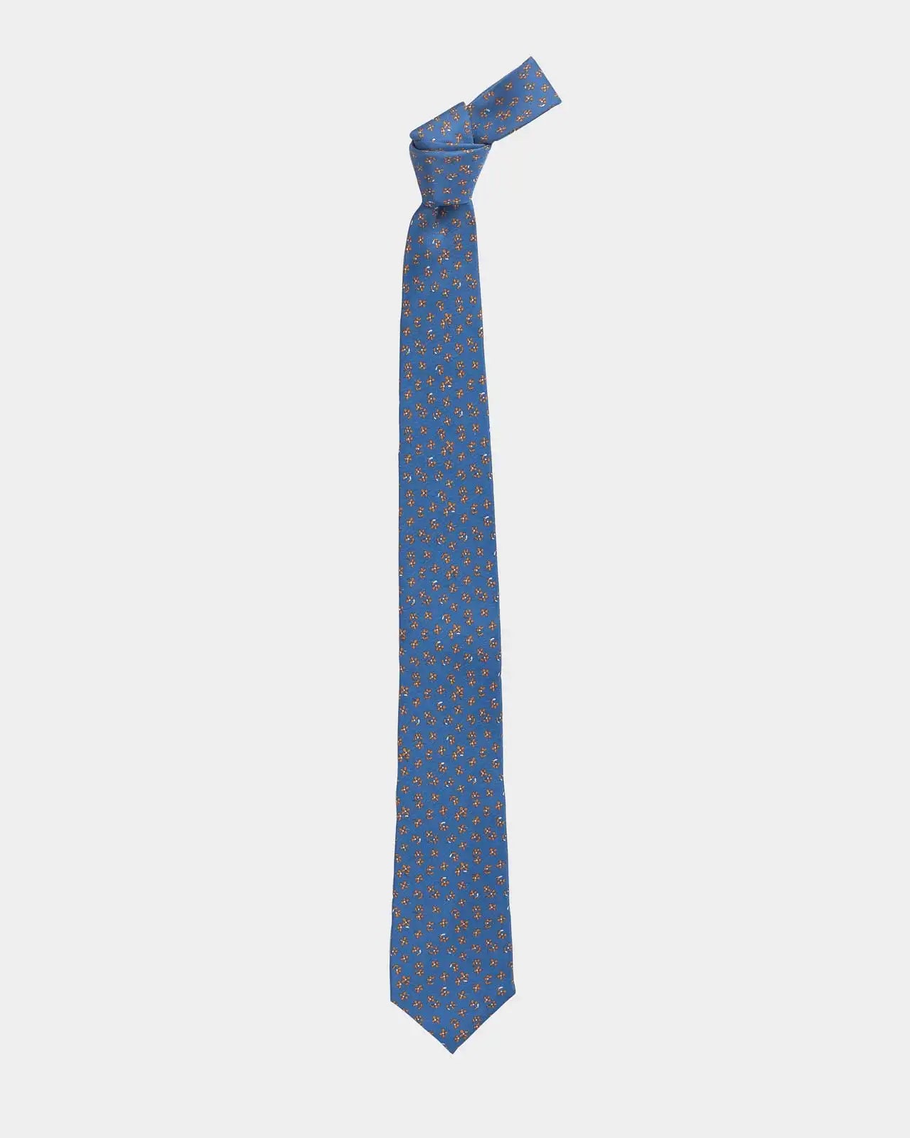 Ledbury Bright Blue Bellomo Silk Tie — 3-inch width, 58 inches long, Italian silk satin