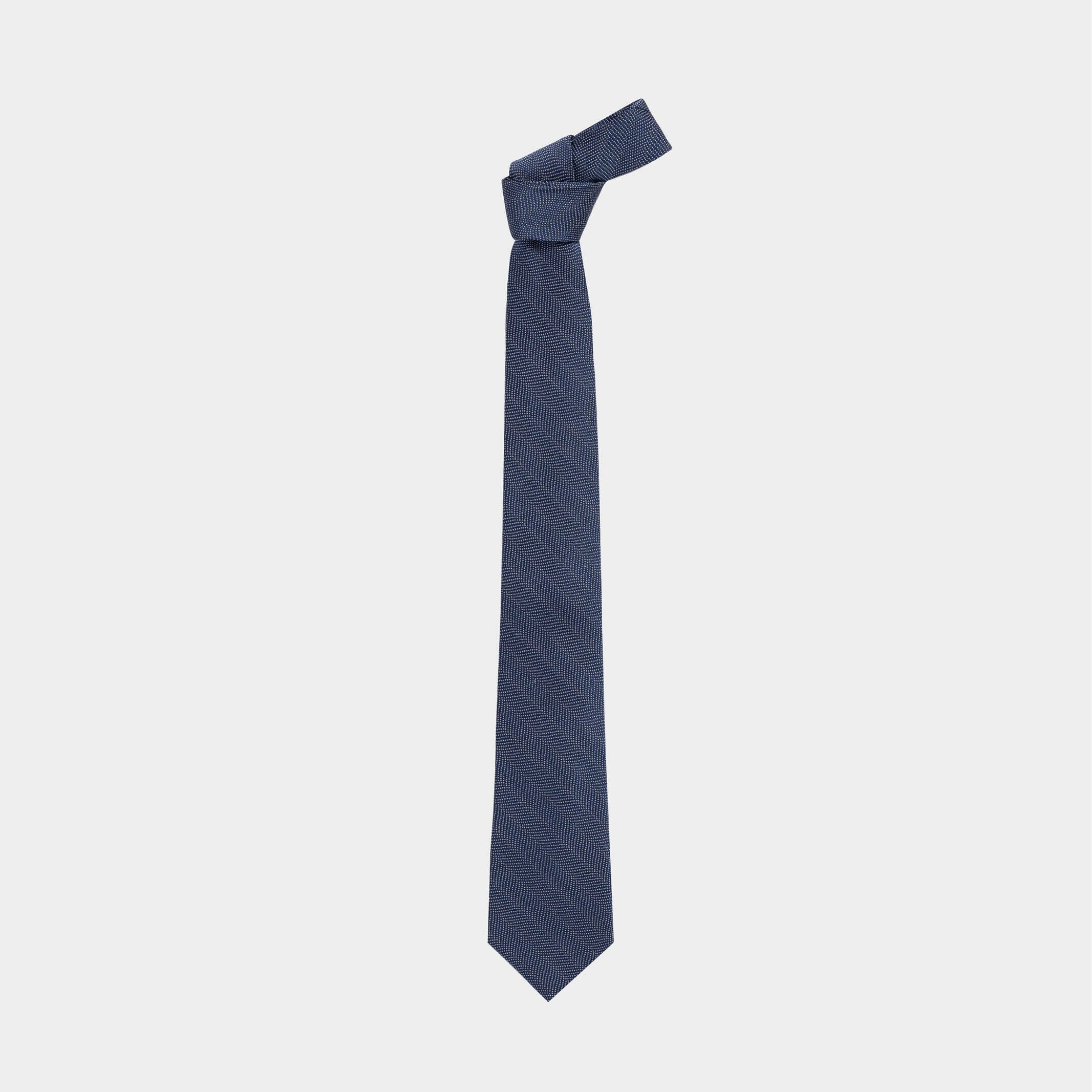The Dark Blue Pavone Silk Tie Tie- Ledbury