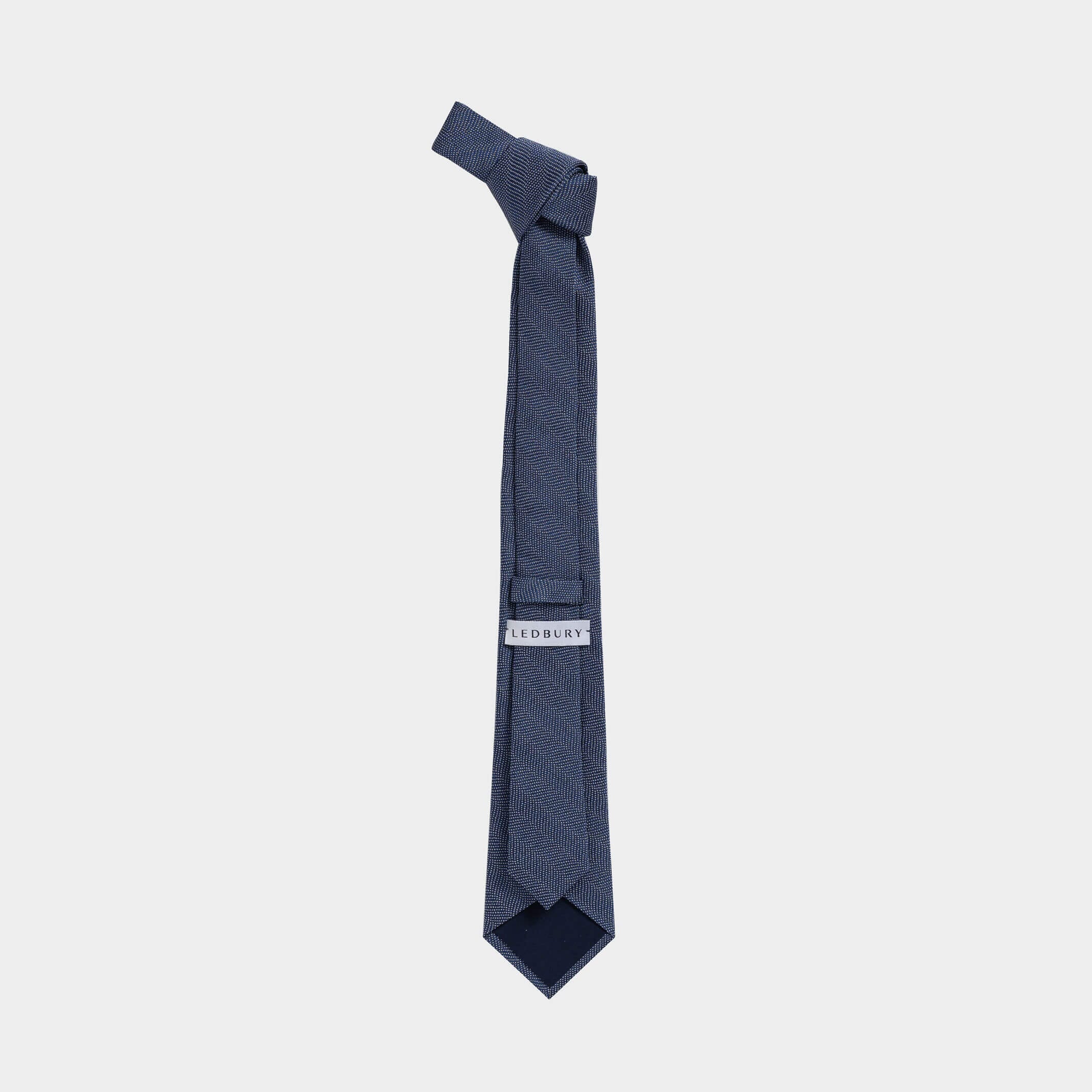The Dark Blue Pavone Silk Tie Tie- Ledbury
