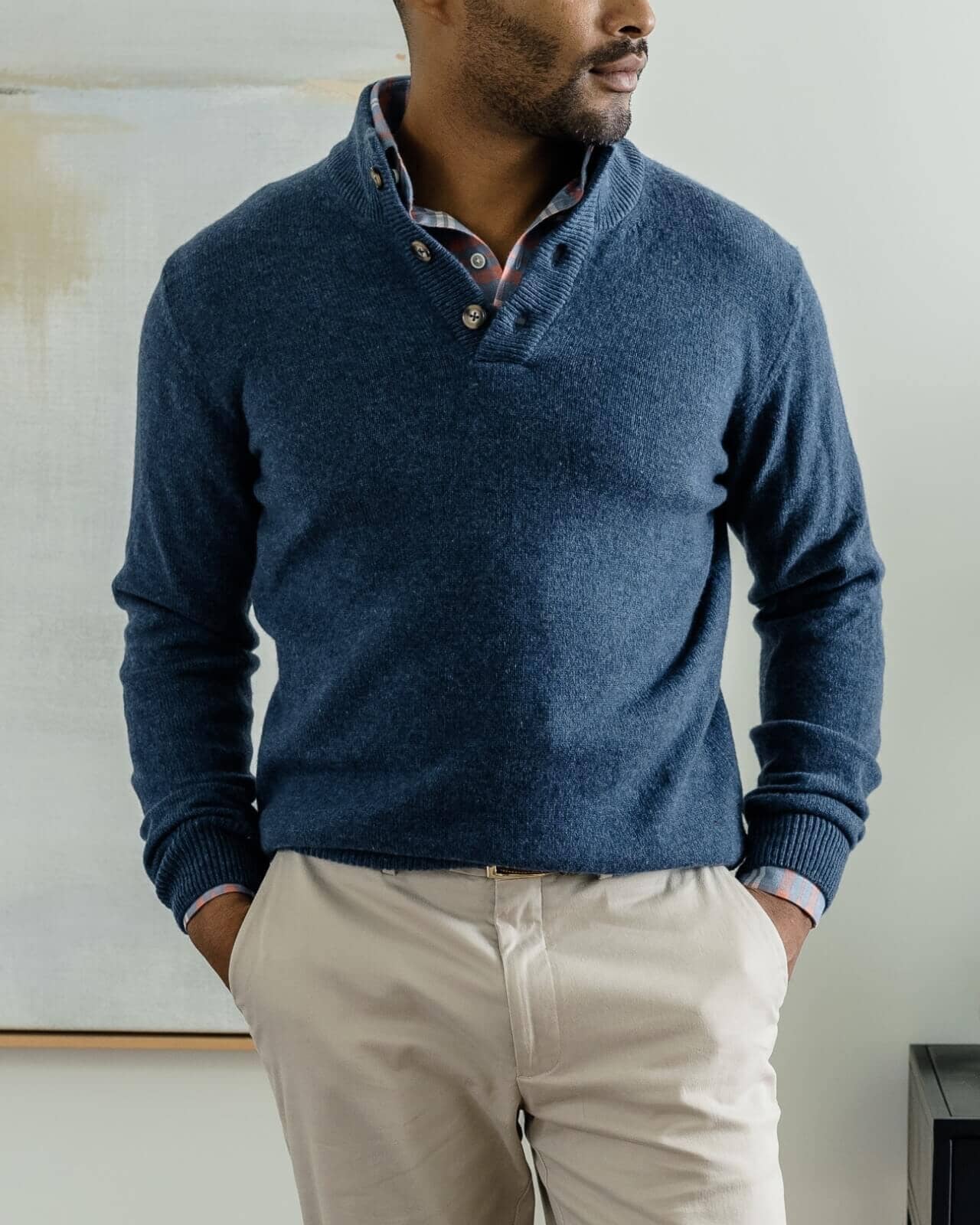The Blue Heather Brewer Mock Neck Sweater Sweater- Ledbury