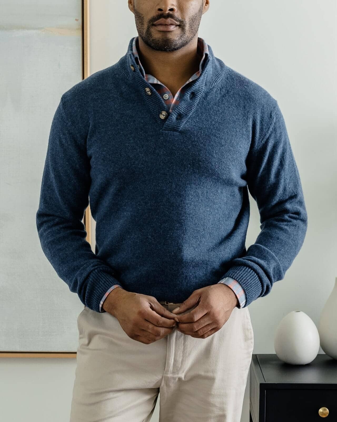 The Blue Heather Brewer Mock Neck Sweater Sweater- Ledbury