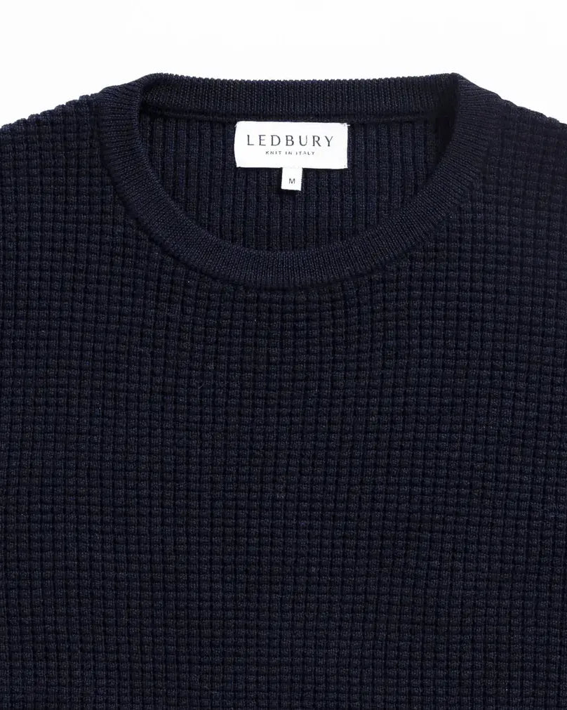The Navy Walden Thermal Crew Sweater Sweater- Ledbury