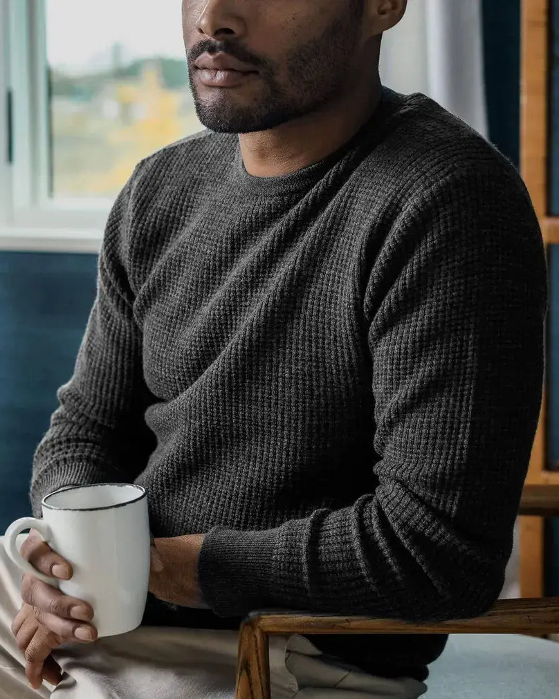 The Dark Grey Walden Thermal Crew Sweater Sweater- Ledbury