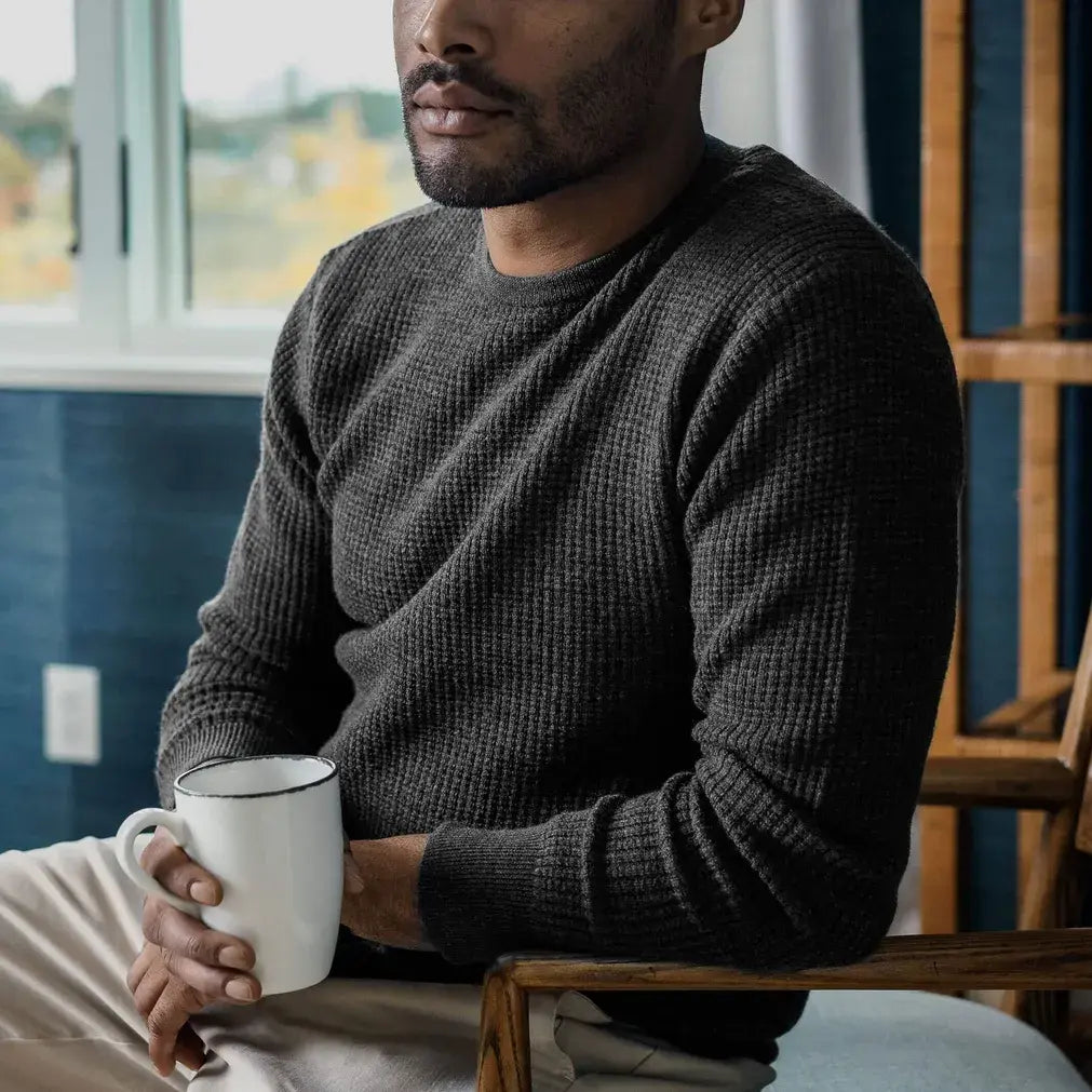 The Dark Grey Walden Thermal Crew Sweater Sweater- Ledbury