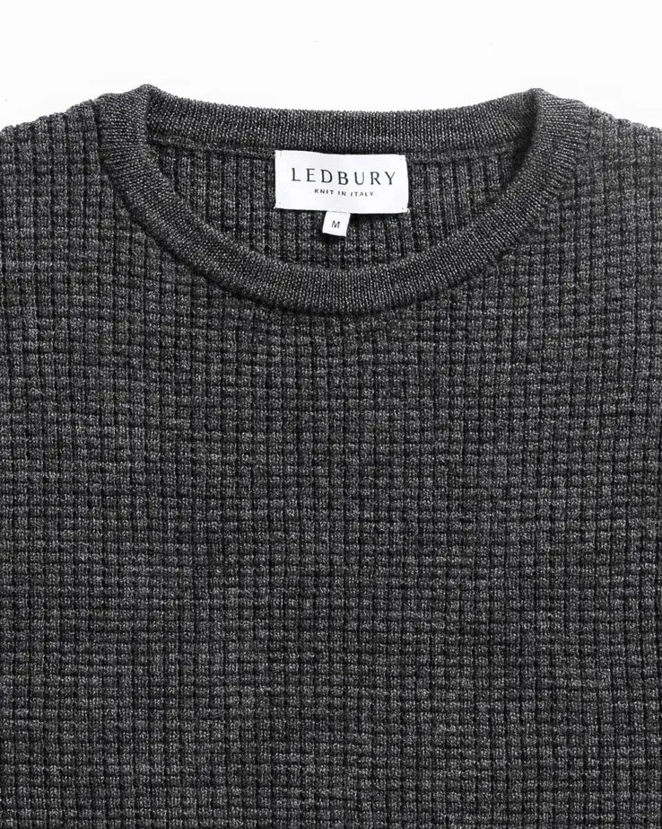 The Dark Grey Walden Thermal Crew Sweater Sweater- Ledbury