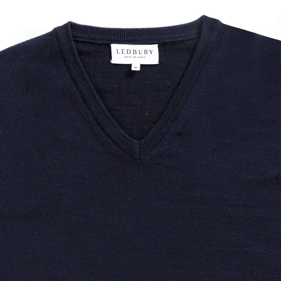 The Navy Emmons V-Neck Sweater Sweater- Ledbury