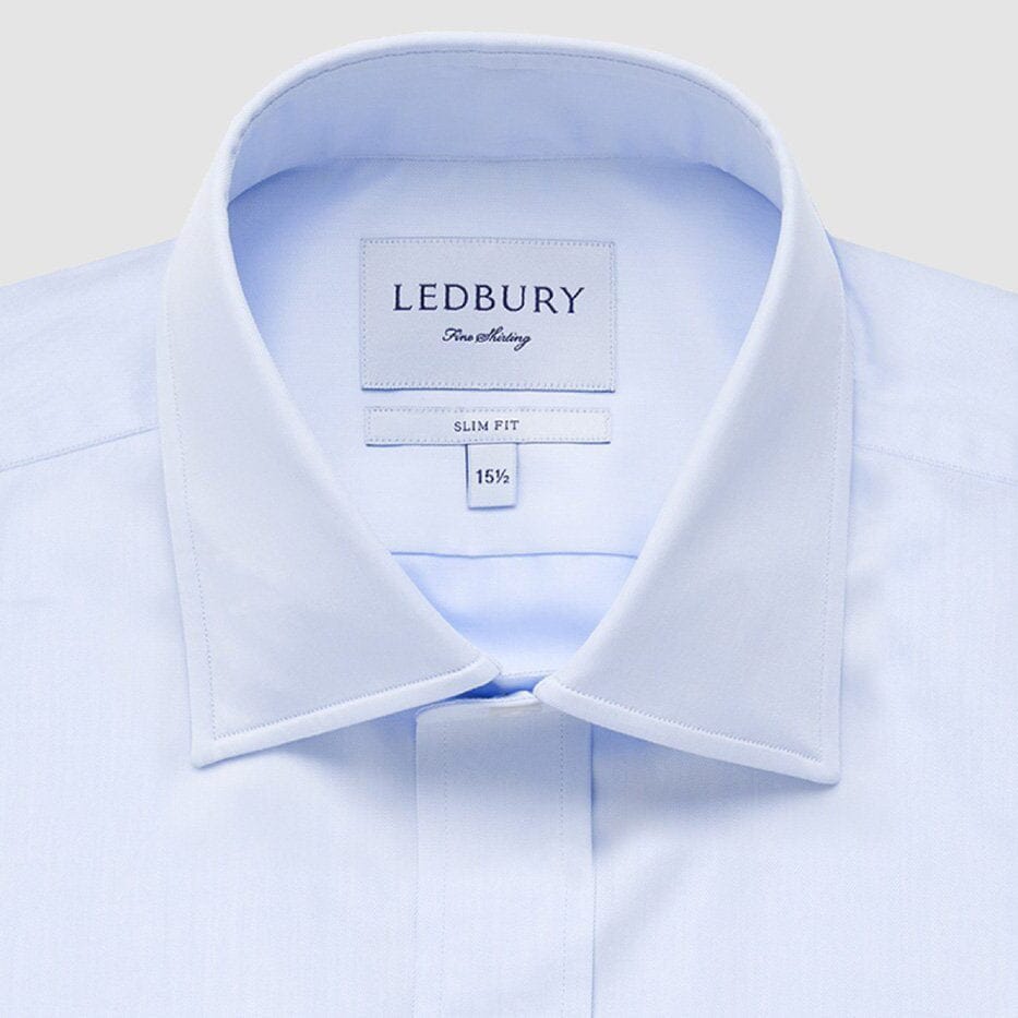 The Blue Fine Twill Mid-Spread Dress Shirt Dress Shirt- Ledbury
