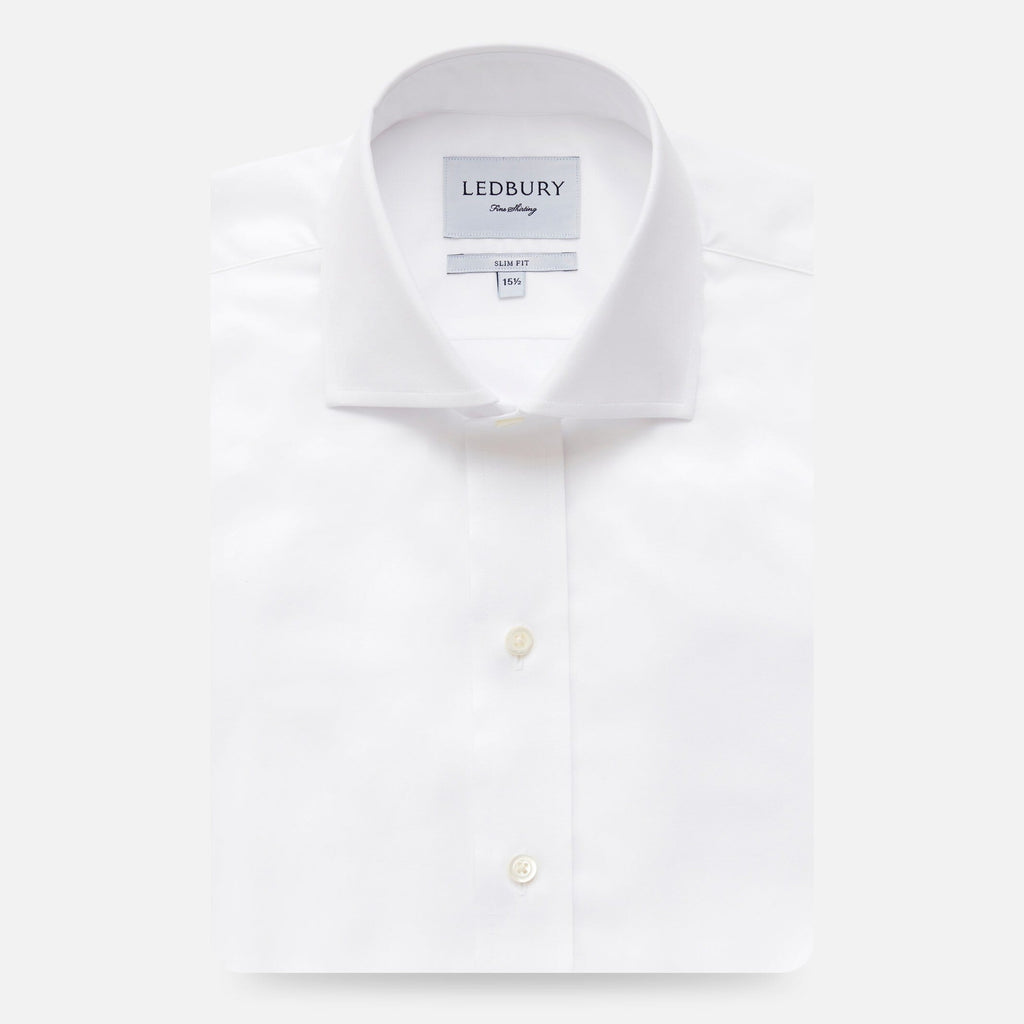 The White Fine Twill Spread Dress Shirt Dress Shirt- Ledbury