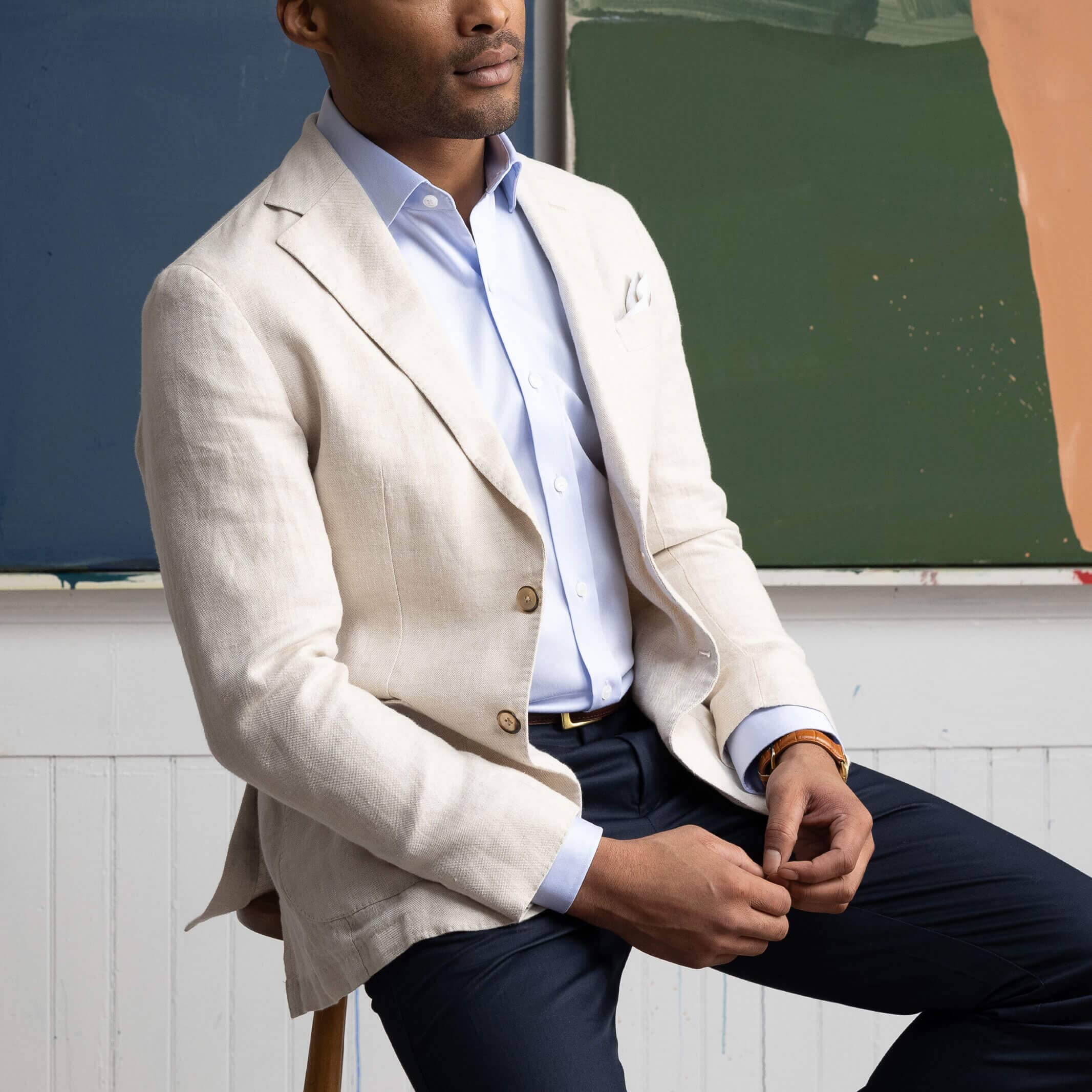 The Light Blue Sanders Non Iron Fine Twill Custom Shirt Custom Dress Shirt- Ledbury