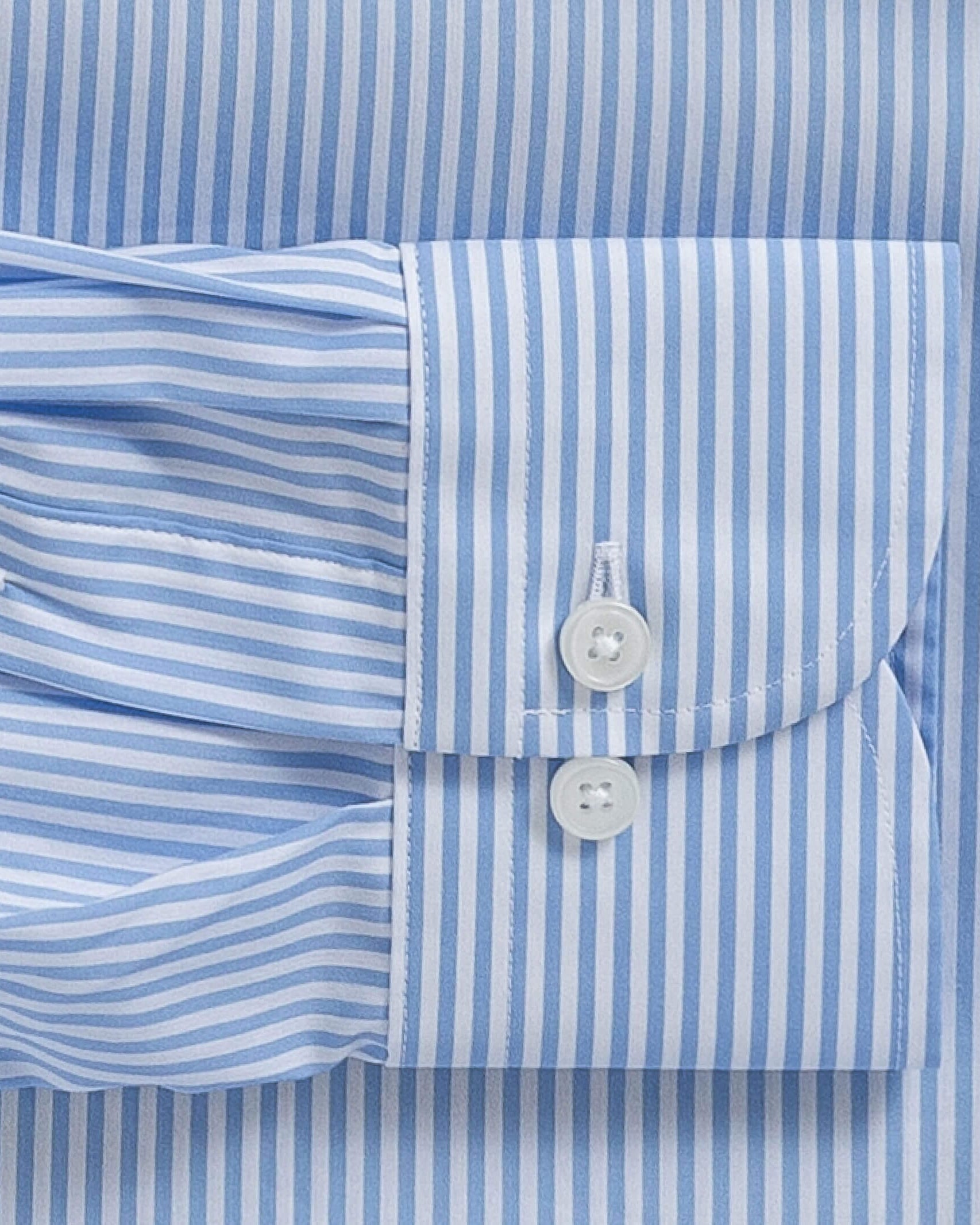 The Light Blue Broughton Stretch Poplin Stripe Custom Shirt Custom Dress Shirt- Ledbury