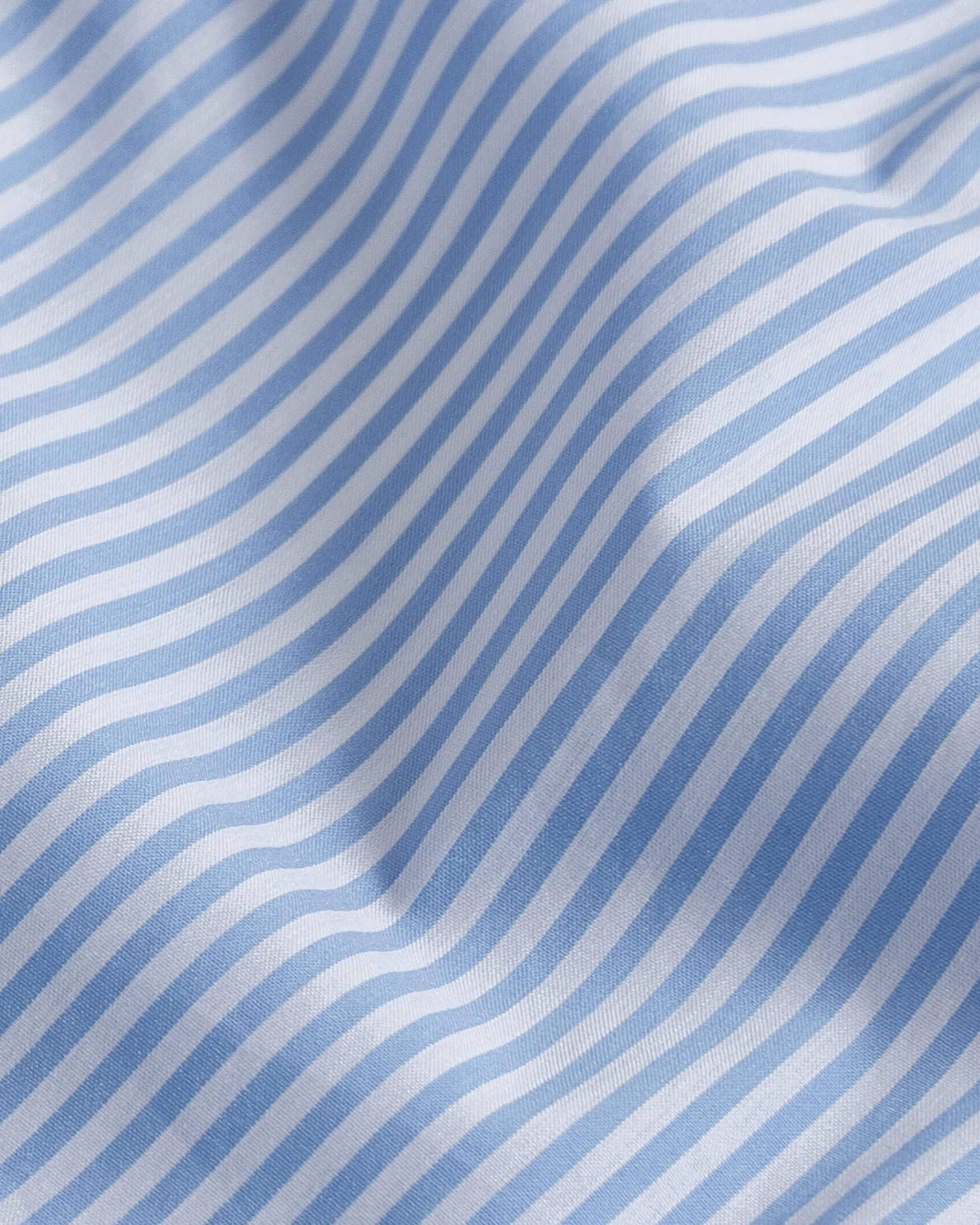 The Light Blue Broughton Stretch Poplin Stripe Custom Shirt Custom Dress Shirt- Ledbury