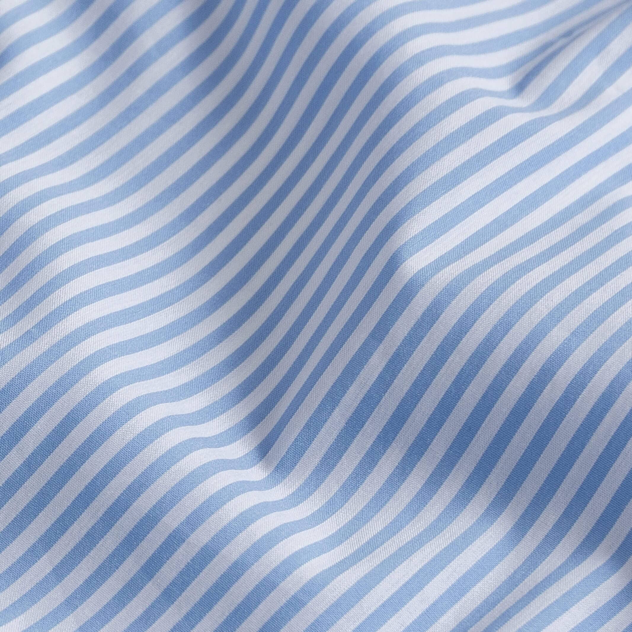 The Light Blue Broughton Stretch Poplin Stripe Custom Shirt Custom Dress Shirt- Ledbury