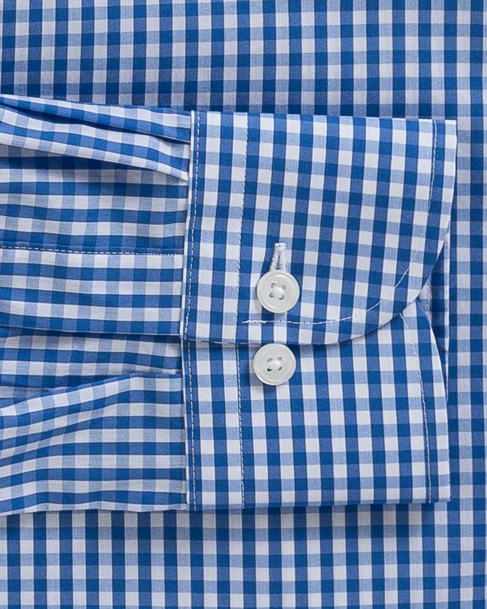 The Blue Broughton Stretch Poplin Gingham Custom Shirt Custom Dress Shirt- Ledbury