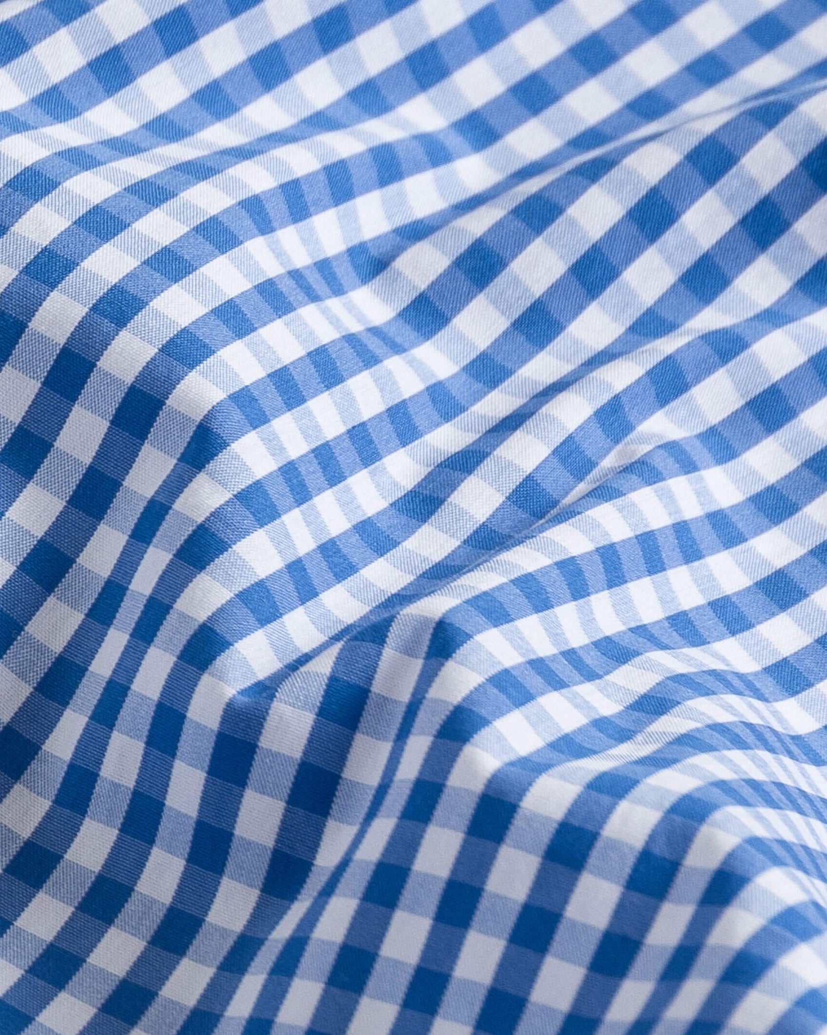 The Blue Broughton Stretch Poplin Gingham Custom Shirt Custom Dress Shirt- Ledbury