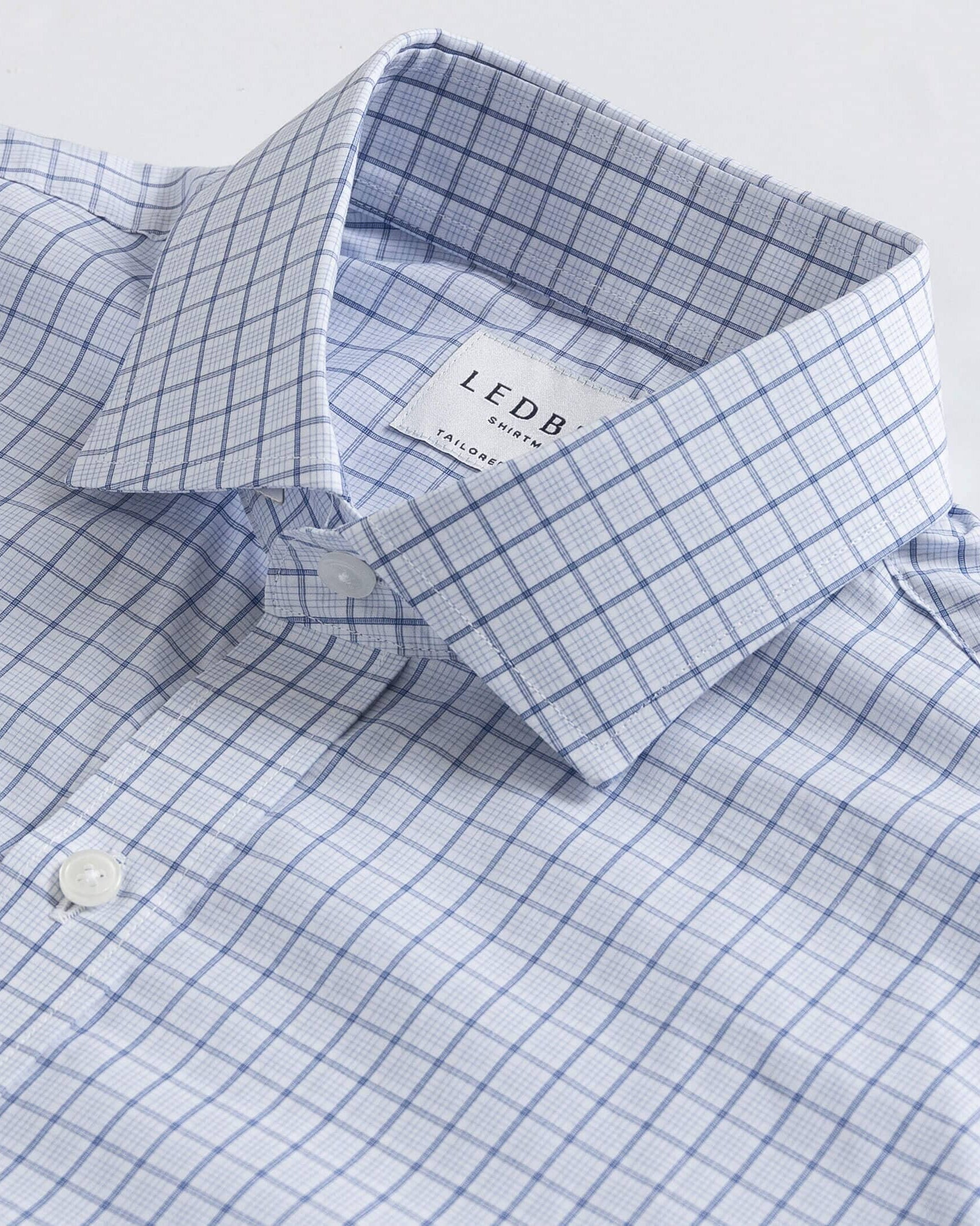 The Light Blue Winhall Poplin Check Dress Shirt Dress Shirt- Ledbury