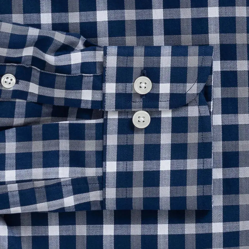 The Navy Blue Miller Check Custom Shirt Custom Casual Shirt- Ledbury
