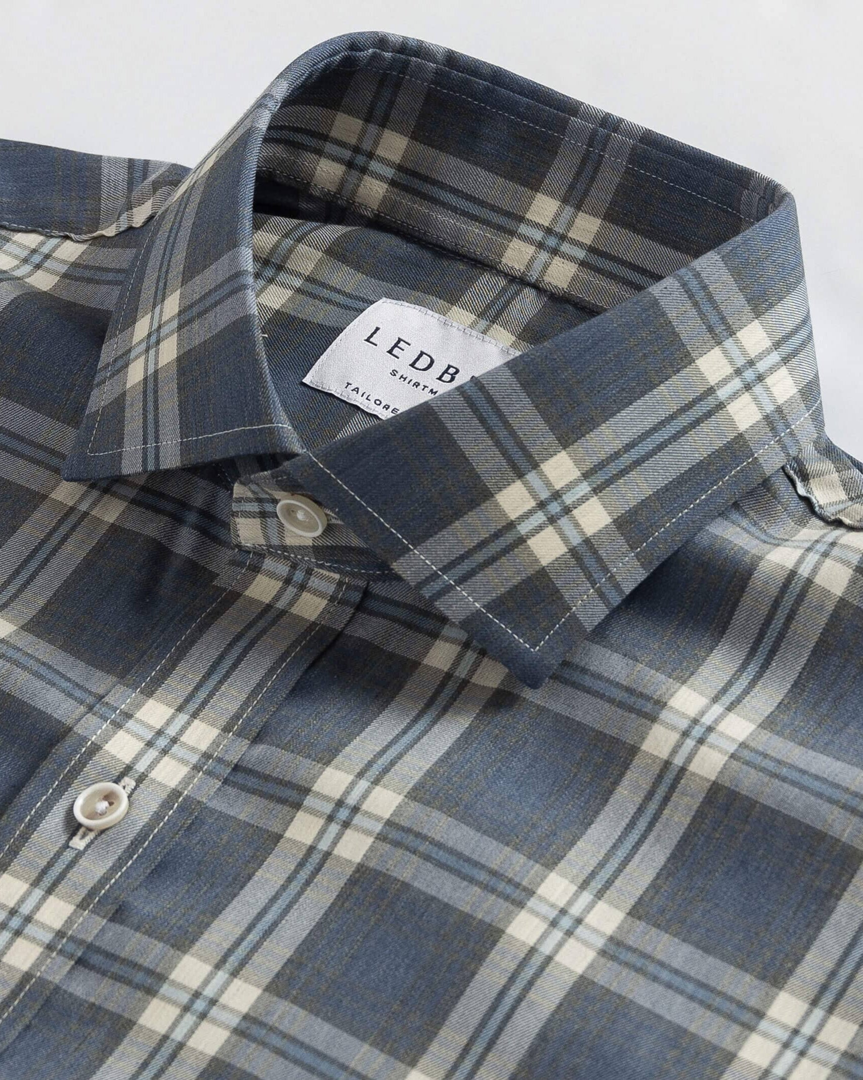 The Smoky Blue Osmond Stretch Plaid Casual Shirt Casual Shirt- Ledbury