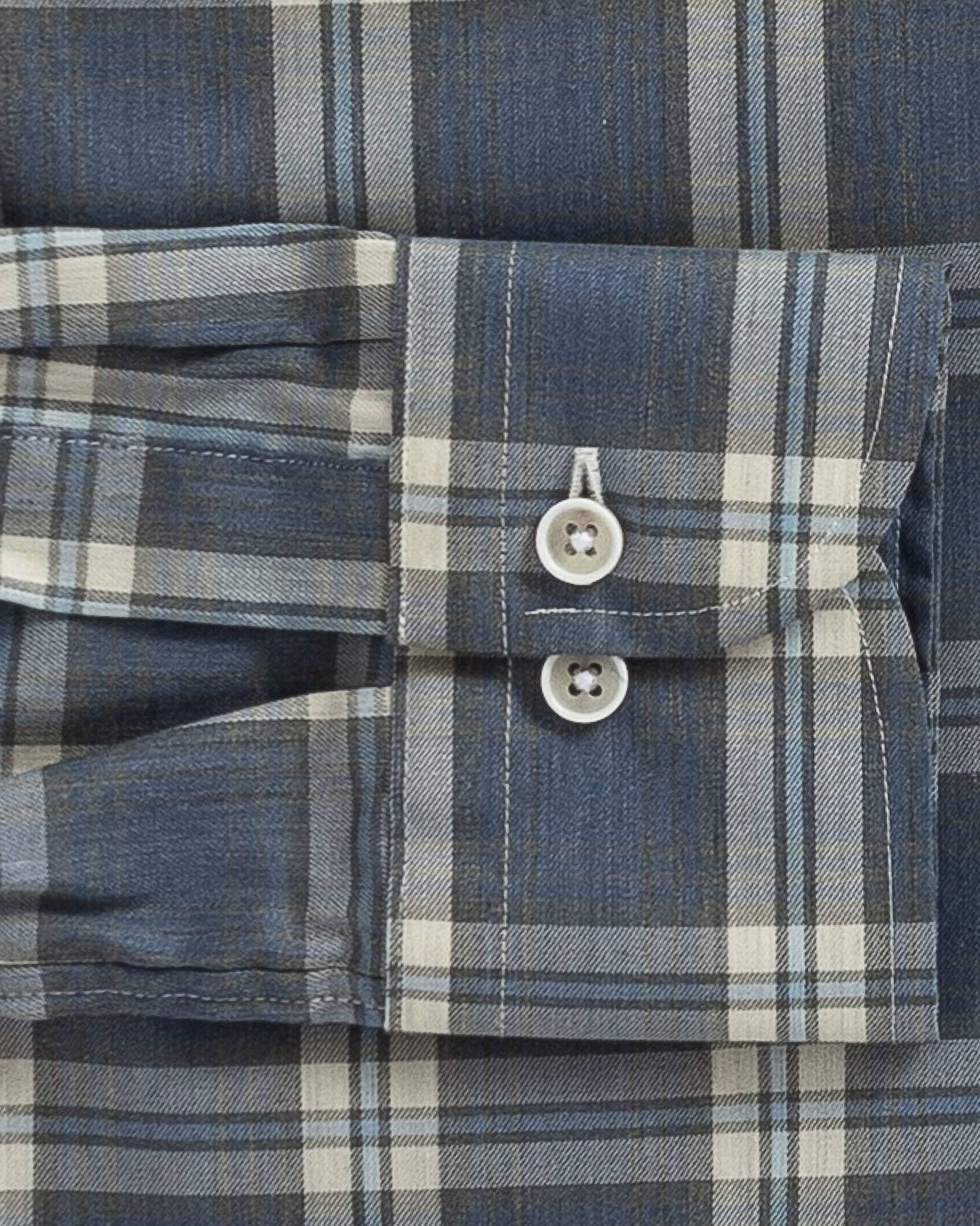 The Smoky Blue Osmond Stretch Plaid Casual Shirt Casual Shirt- Ledbury