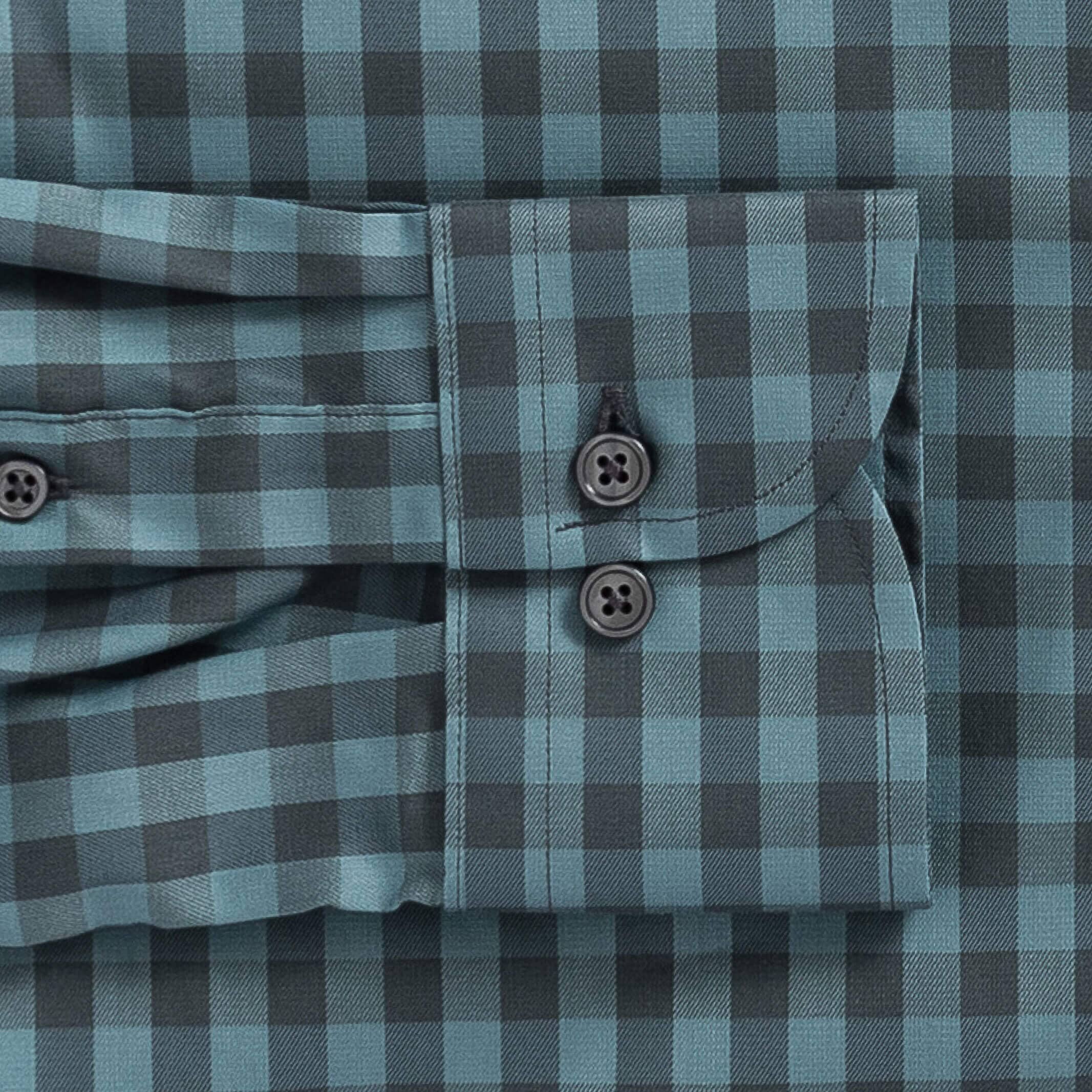 The Sea Green Chelsen Stretch Gingham Dress Shirt Dress Shirt- Ledbury