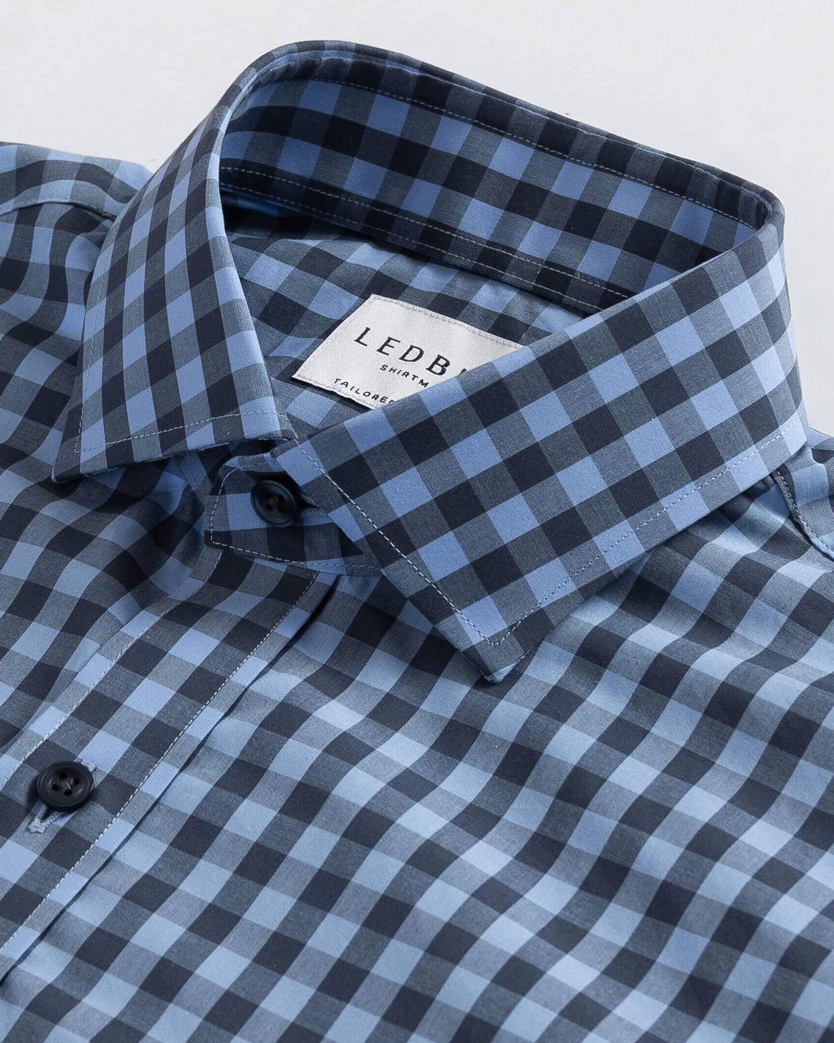 The Surf Blue Hayes Gingham Dress Shirt Dress Shirt- Ledbury