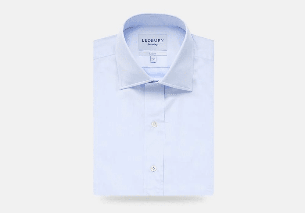 The Blue Fine Twill Mid-Spread Dress Shirt Dress Shirt- Ledbury