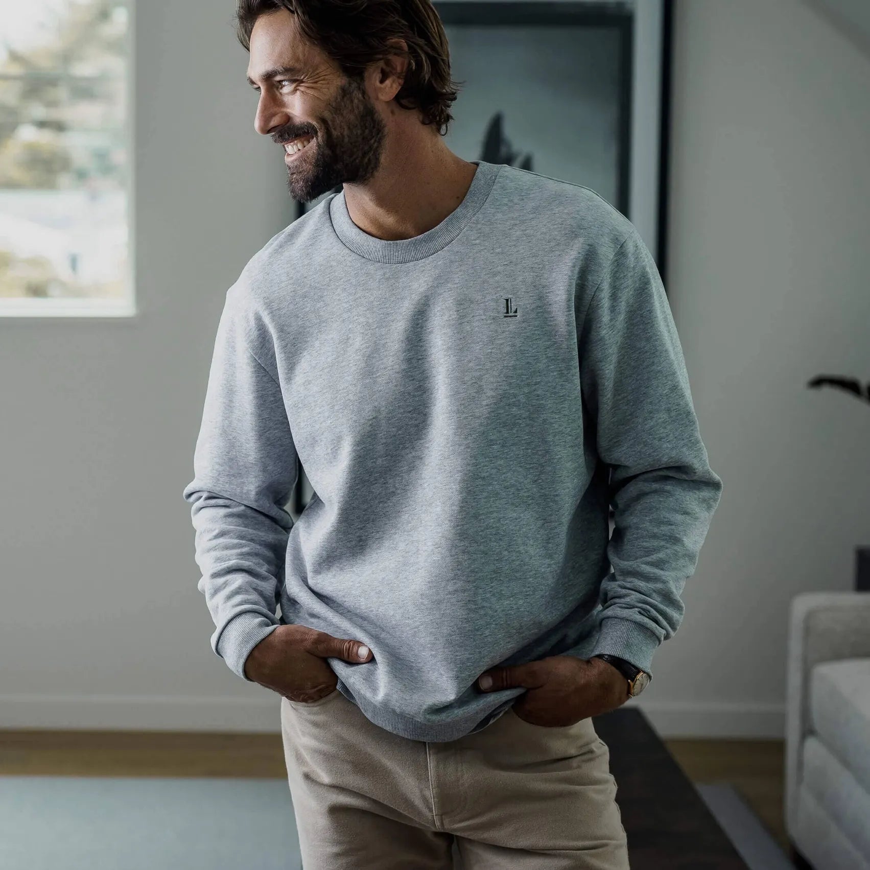 The Heather Grey Ledbury Crew Neck Sweatshirt Custom Quarter Zip- Ledbury
