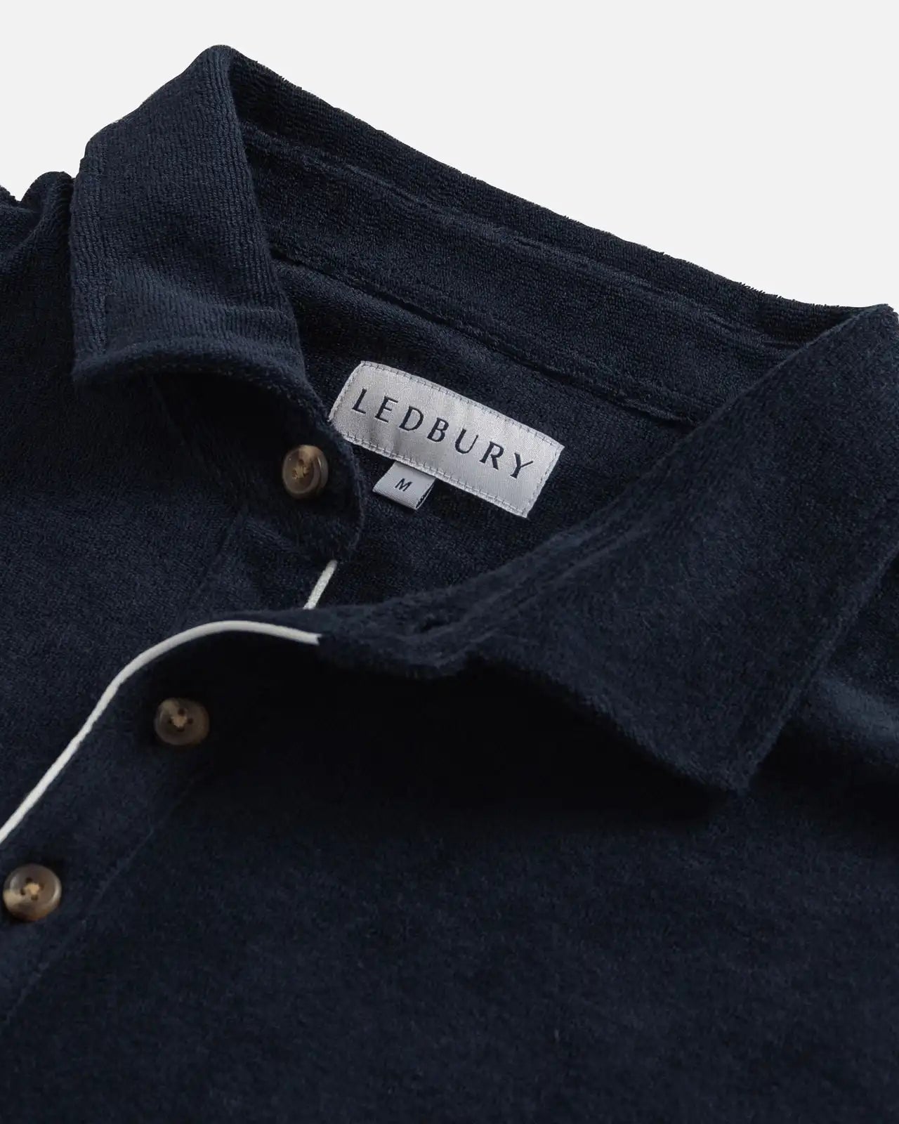 Navy Clancy Terry Cloth Polo – Collar & Contrast Piping Detail