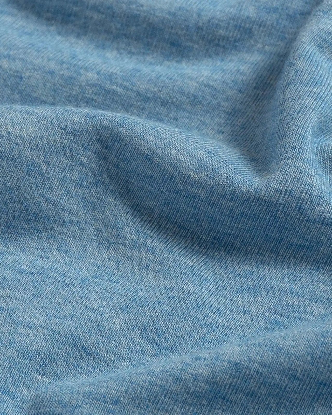 Fabric detail of the Ledbury Freeman Knit Custom Polo — cotton-modal jersey knit in Light Blue