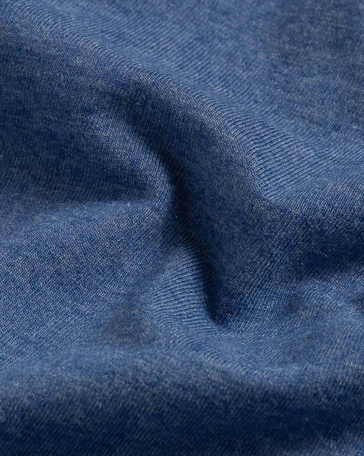 Fabric detail of the Ledbury Freeman Knit Custom Polo — cotton-modal jersey knit in Blue