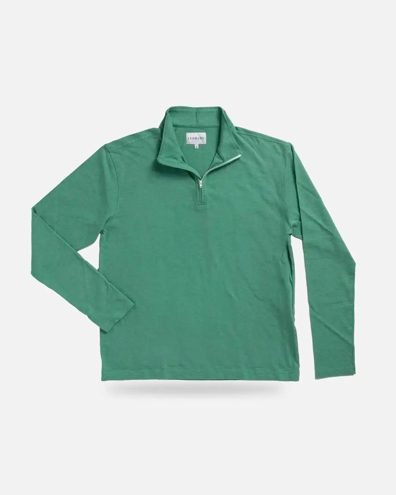 Ledbury Freeman Sport Quarter Zip in Parakeet Green, flat lay