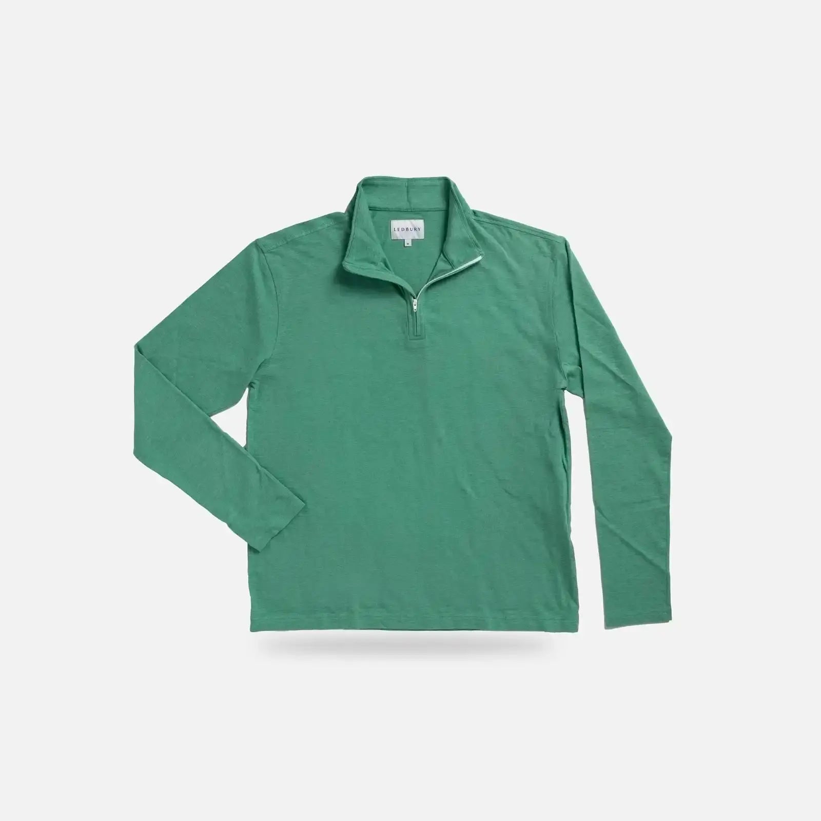 Ledbury Freeman Sport Quarter Zip in Parakeet Green, flat lay