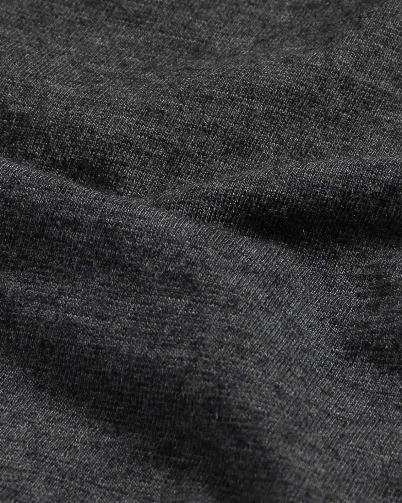 Fabric detail of the Ledbury Freeman Knit Custom Polo — cotton-modal jersey knit in Charcoal Grey