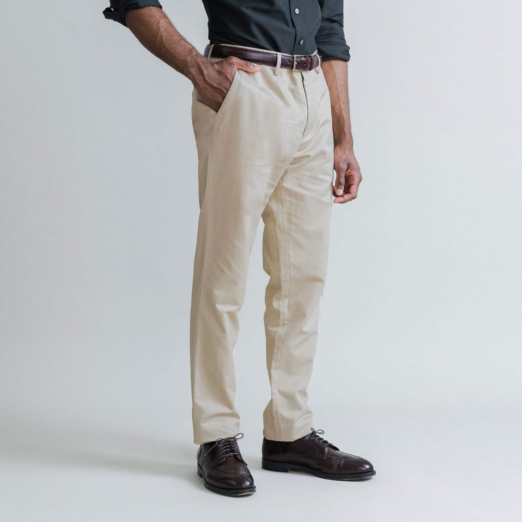 The Khaki Cotton Linen Richmond Chino Custom Pant Custom Pant- Ledbury