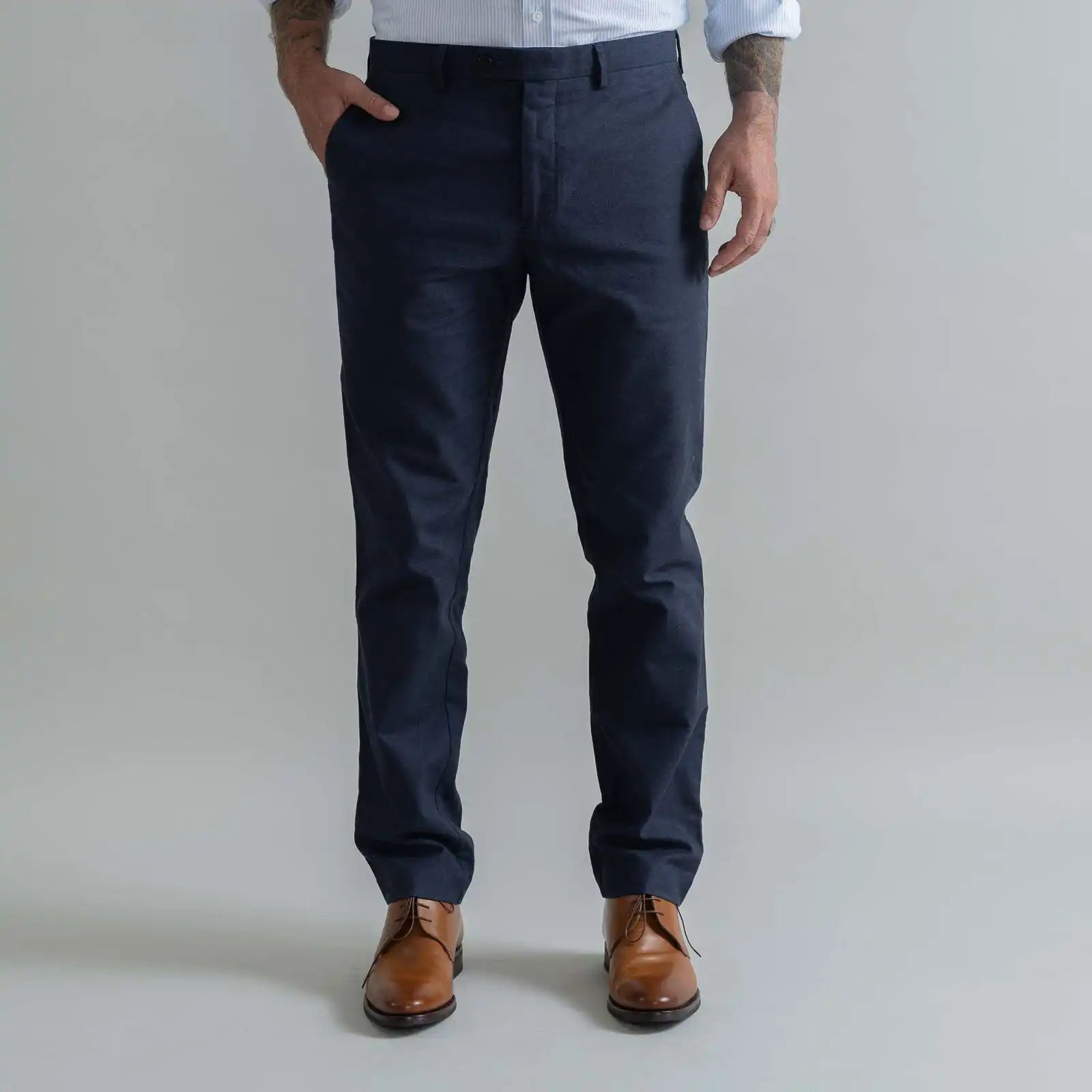 The Dark Navy Brushed Cotton Richmond Dress Chino Custom Pant Custom Pant- Ledbury